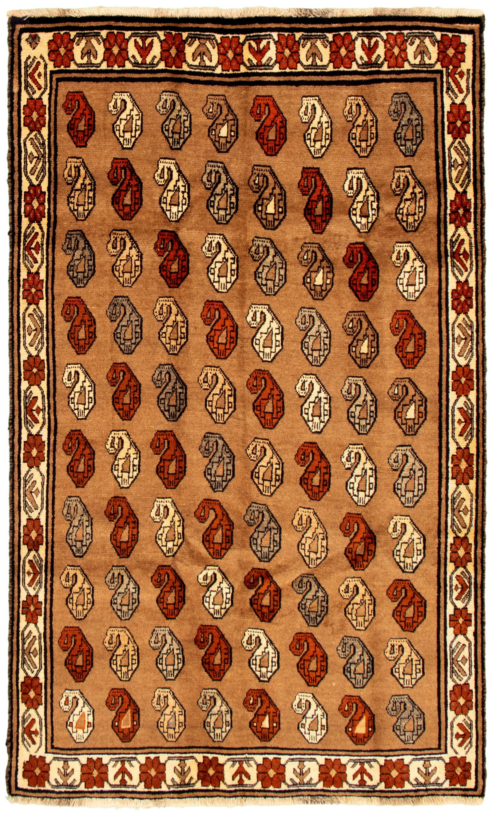 Hand-knotted Melis Tan Wool Rug 4'8" x 7'7" Size: 4'8" x 7'7"  