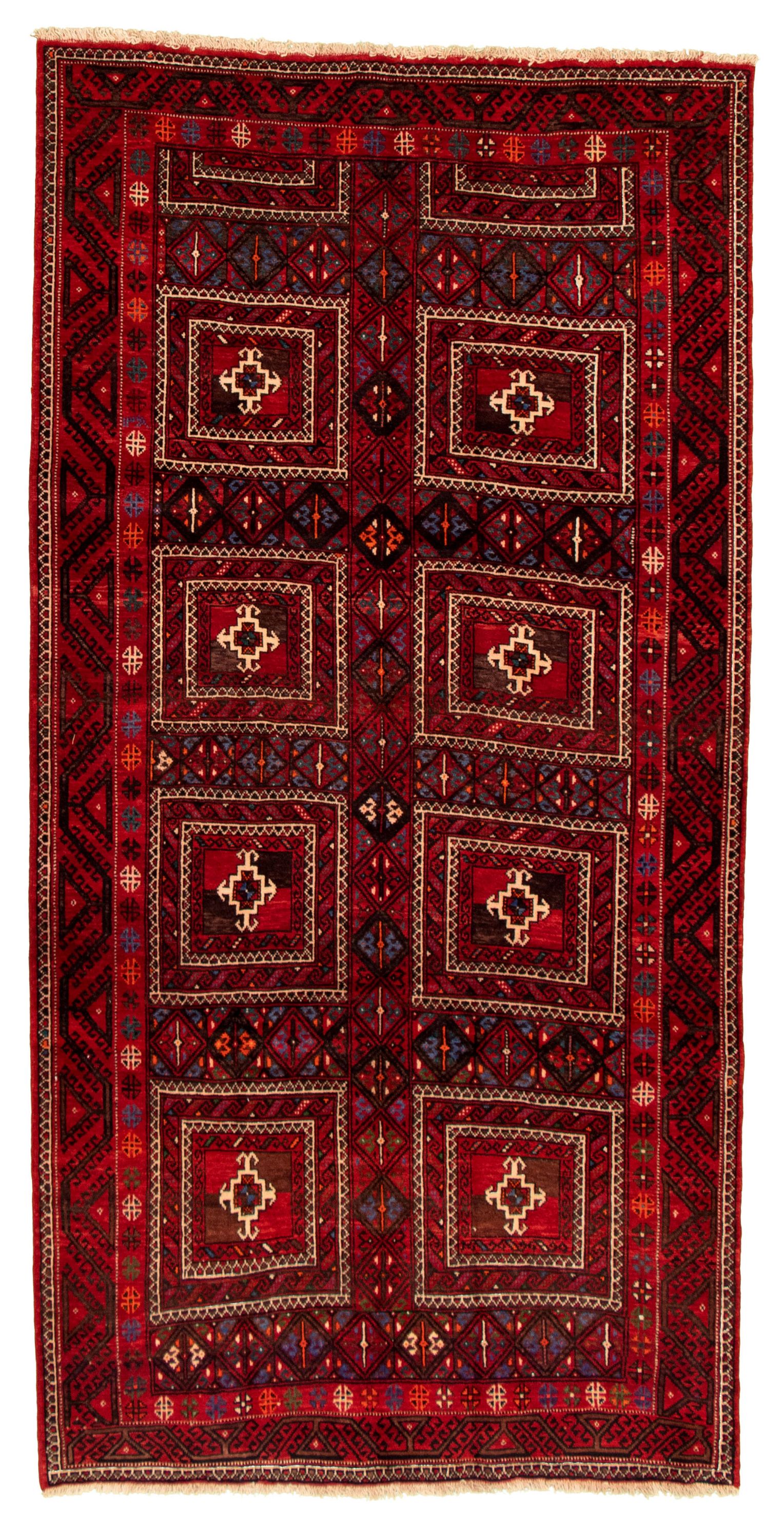 Hand-knotted Ottoman Vintage Dark Red Wool Rug 4'11" x 9'10" Size: 4'11" x 9'10"  