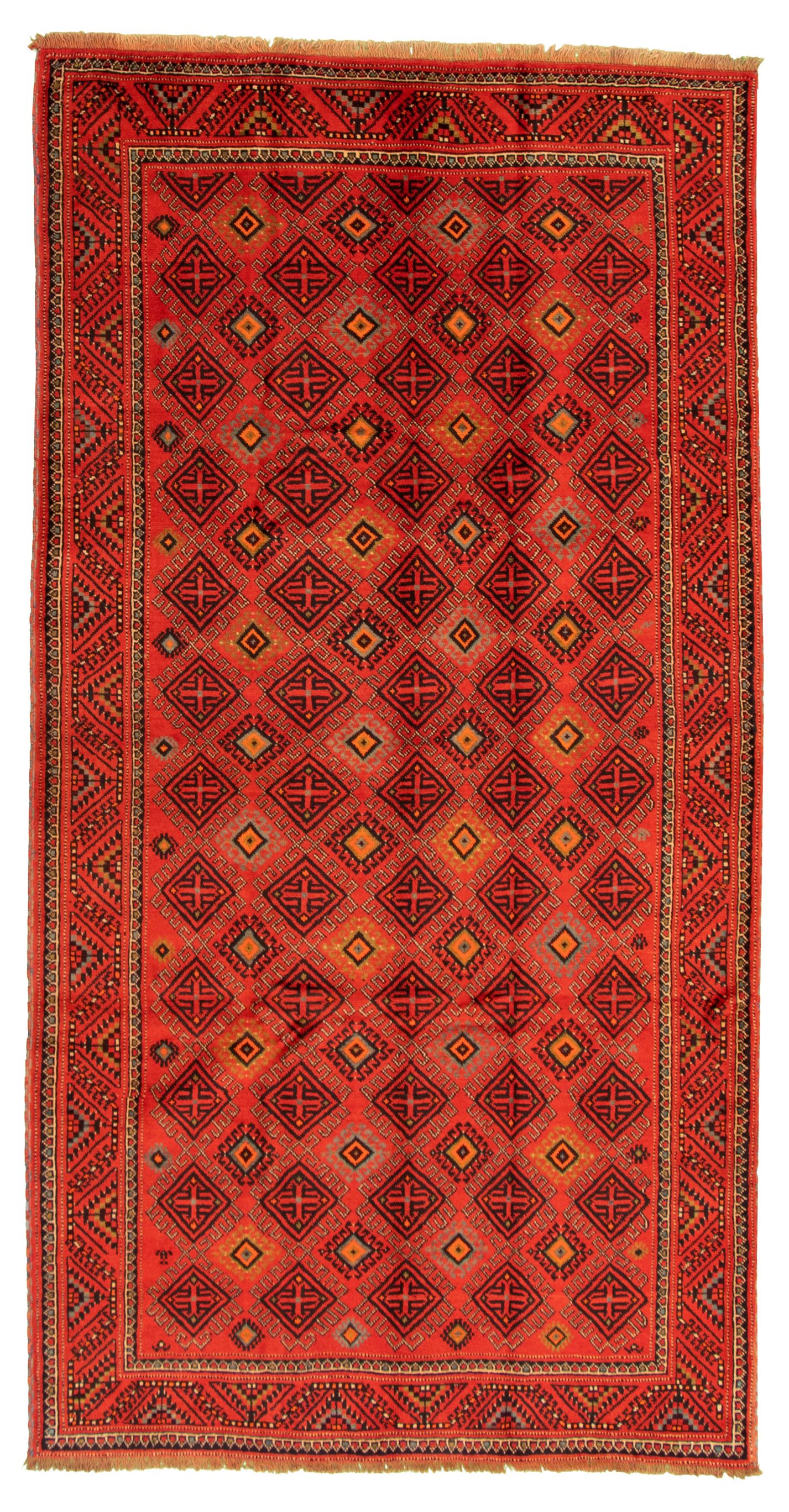 Hand-knotted Ottoman Vintage Red Wool Rug 4'11" x 9'11" Size: 4'11" x 9'11"  
