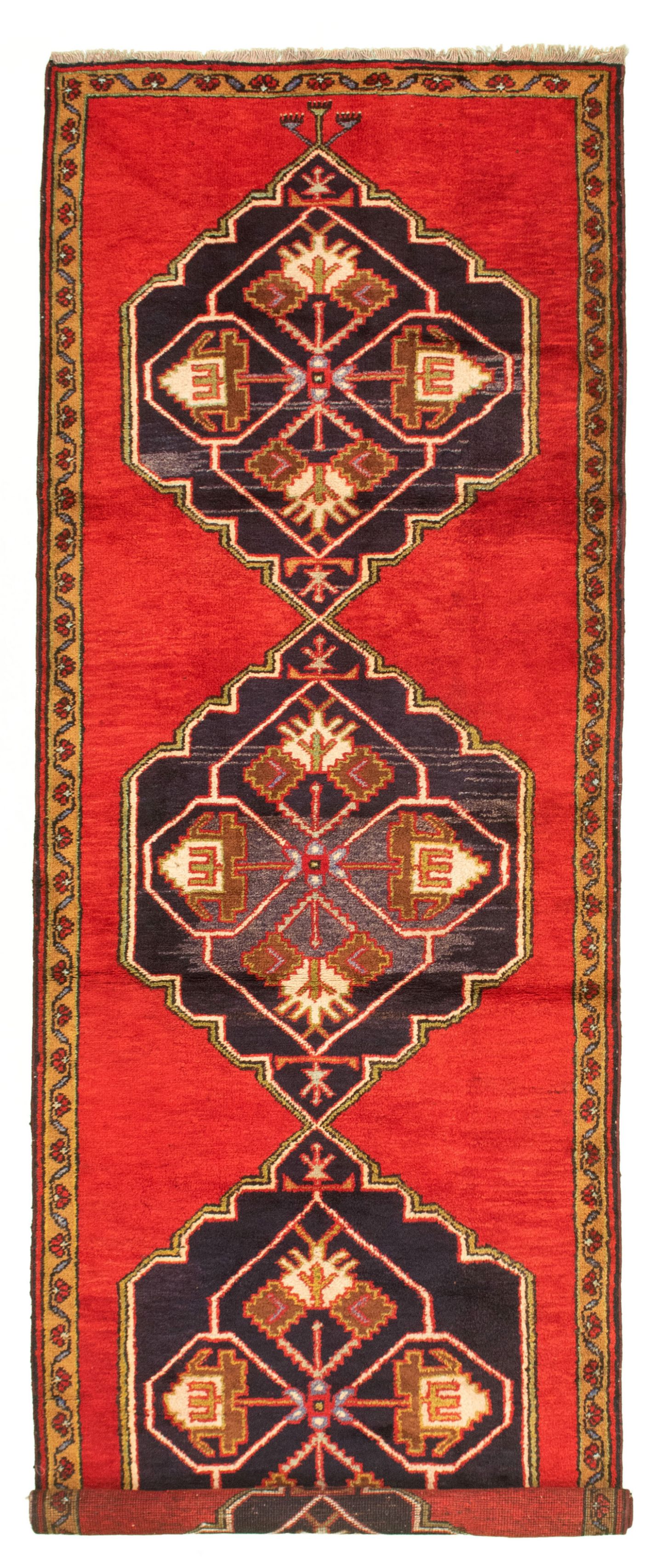 Hand-knotted Konya Anatolian Red Wool Rug 3'5" x 10'5" Size: 3'5" x 10'5"  