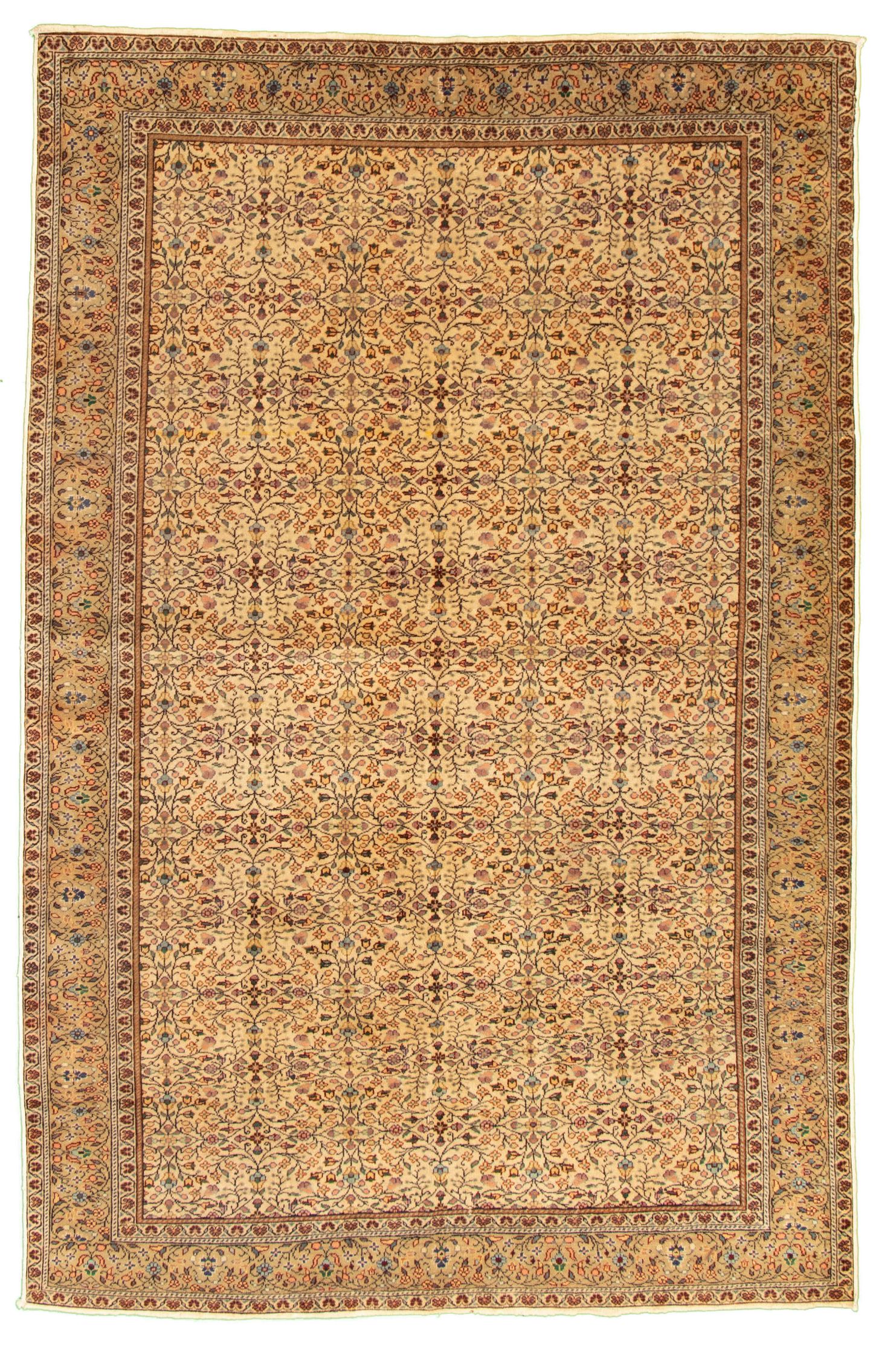Hand-knotted Keisari Vintage Cream Wool Rug 6'3" x 9'6"  Size: 6'3" x 9'6"  