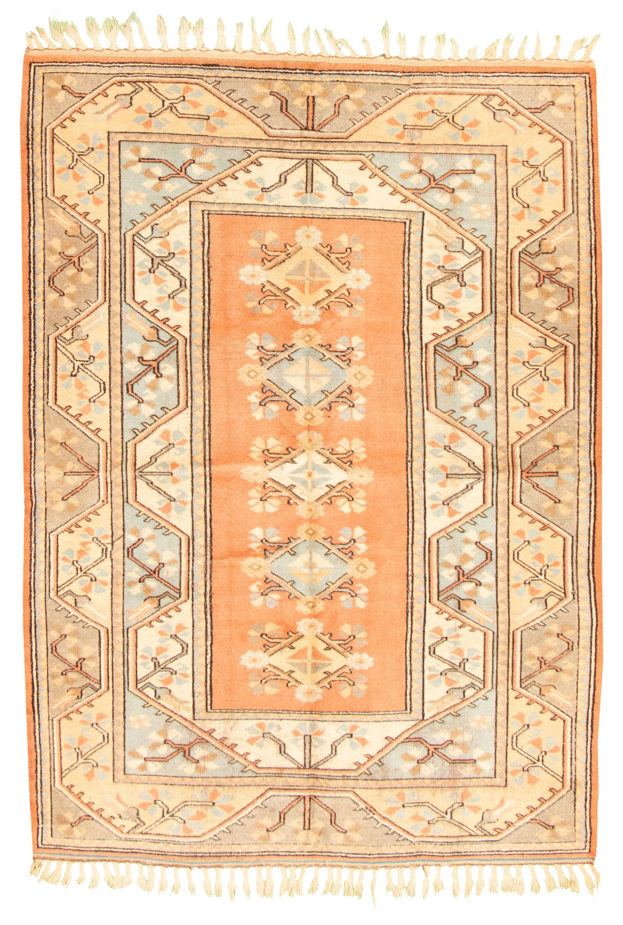 Hand-knotted Ushak Copper,  Wool Rug 5'7" x 7'9" Size: 5'7" x 7'9"  