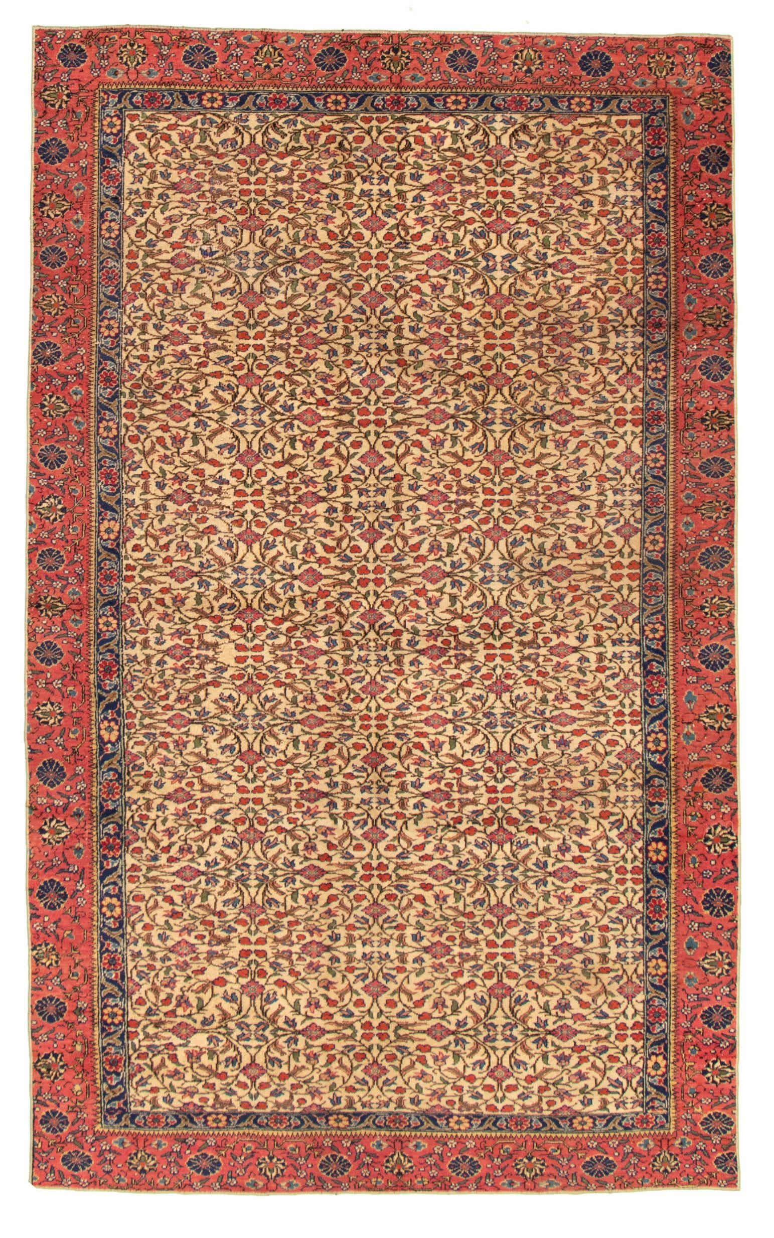 Hand-knotted Keisari Vintage Cream Wool Rug 5'7" x 9'0" Size: 5'7" x 9'0"  