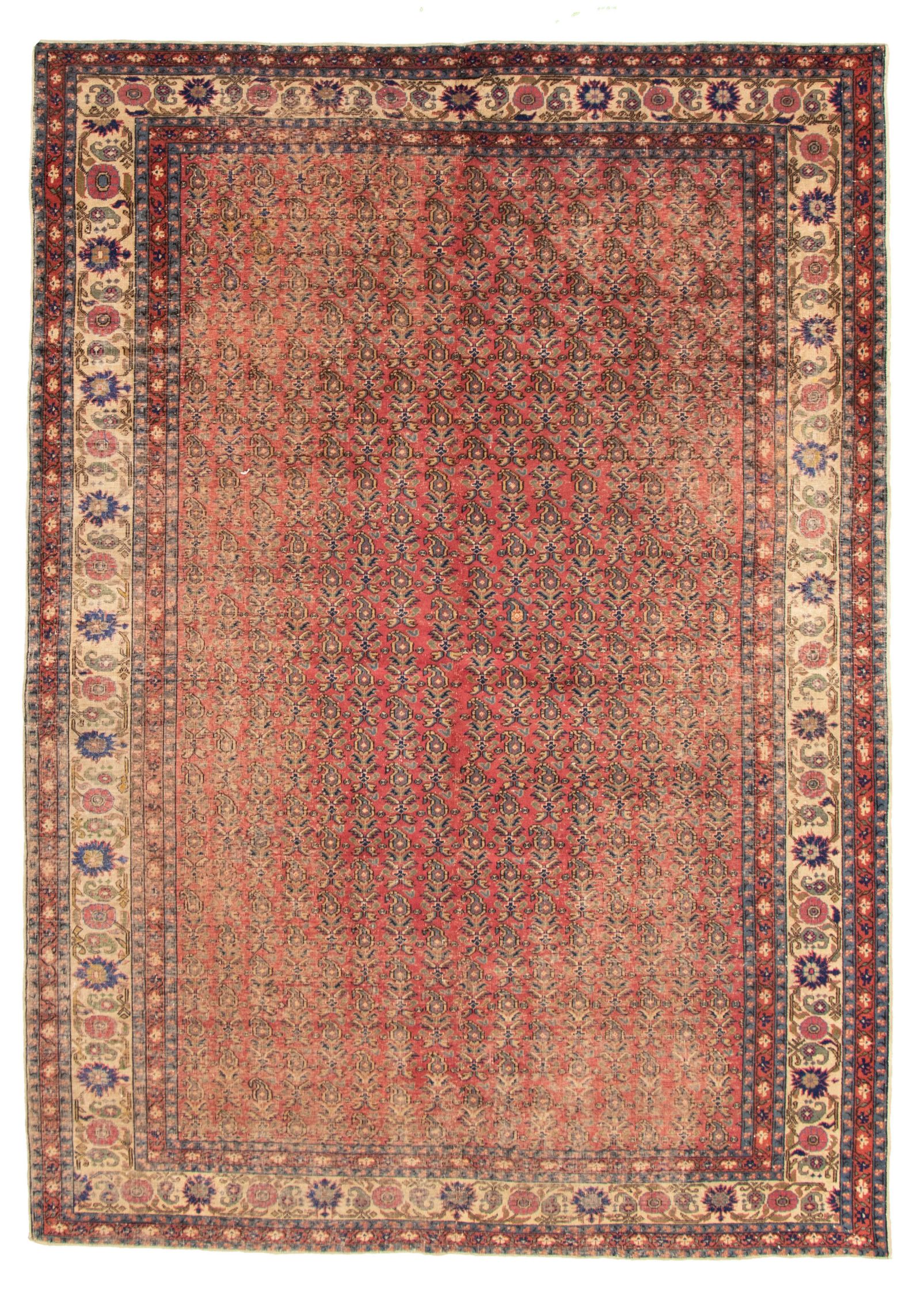 Hand-knotted Keisari Vintage Salmon Wool Rug 6'7" x 9'3" Size: 6'7" x 9'3"  