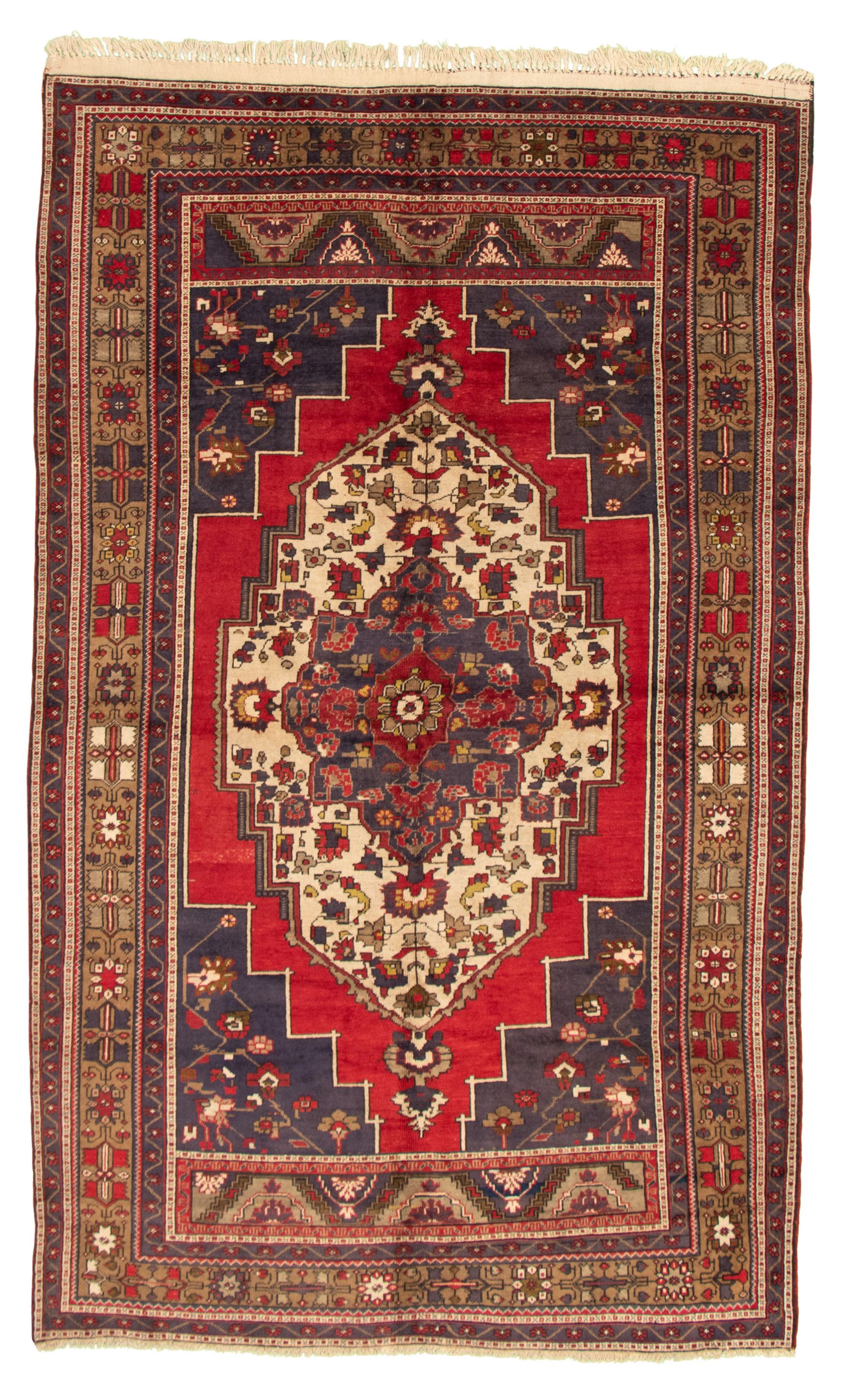 Hand-knotted Anatolian Vintage Red Wool Rug 6'1" x 9'10" Size: 6'1" x 9'10"  