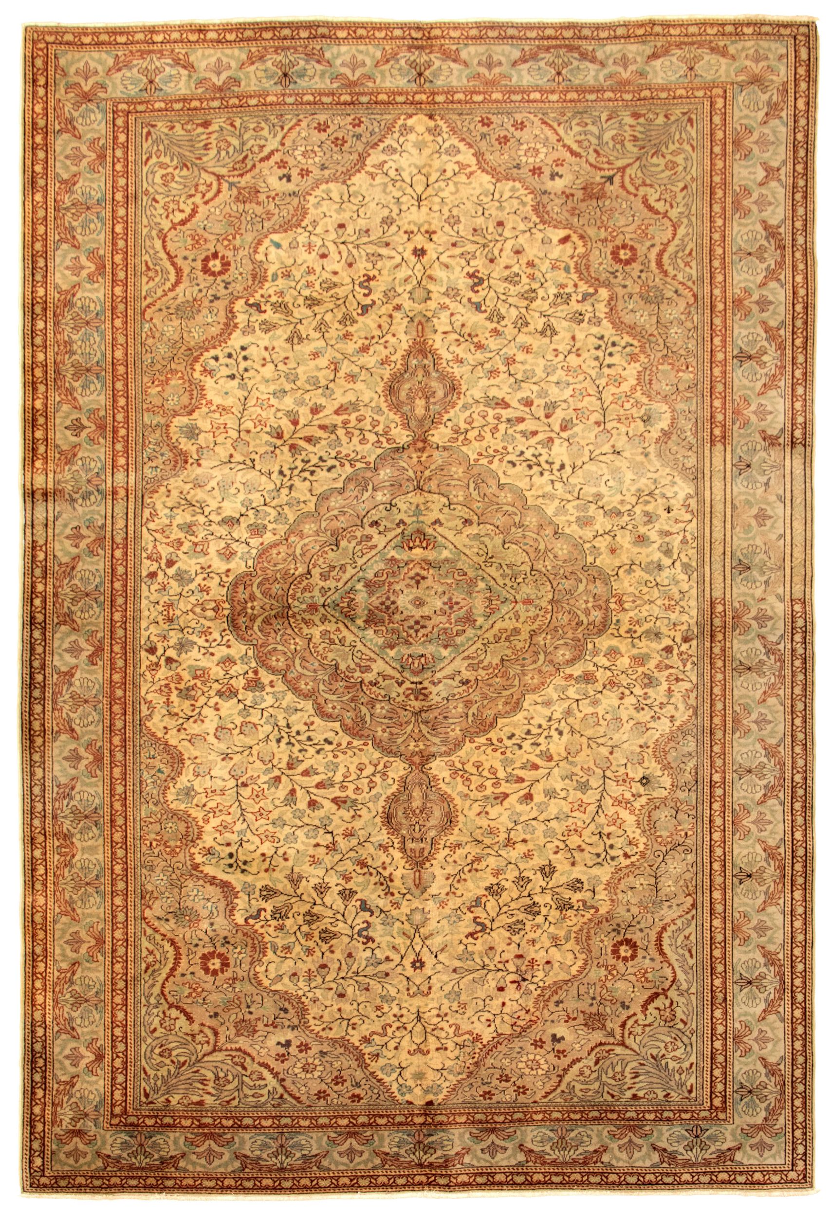 Hand-knotted Keisari Vintage Ivory Wool Rug 6'4" x 9'9" Size: 6'4" x 9'9"  