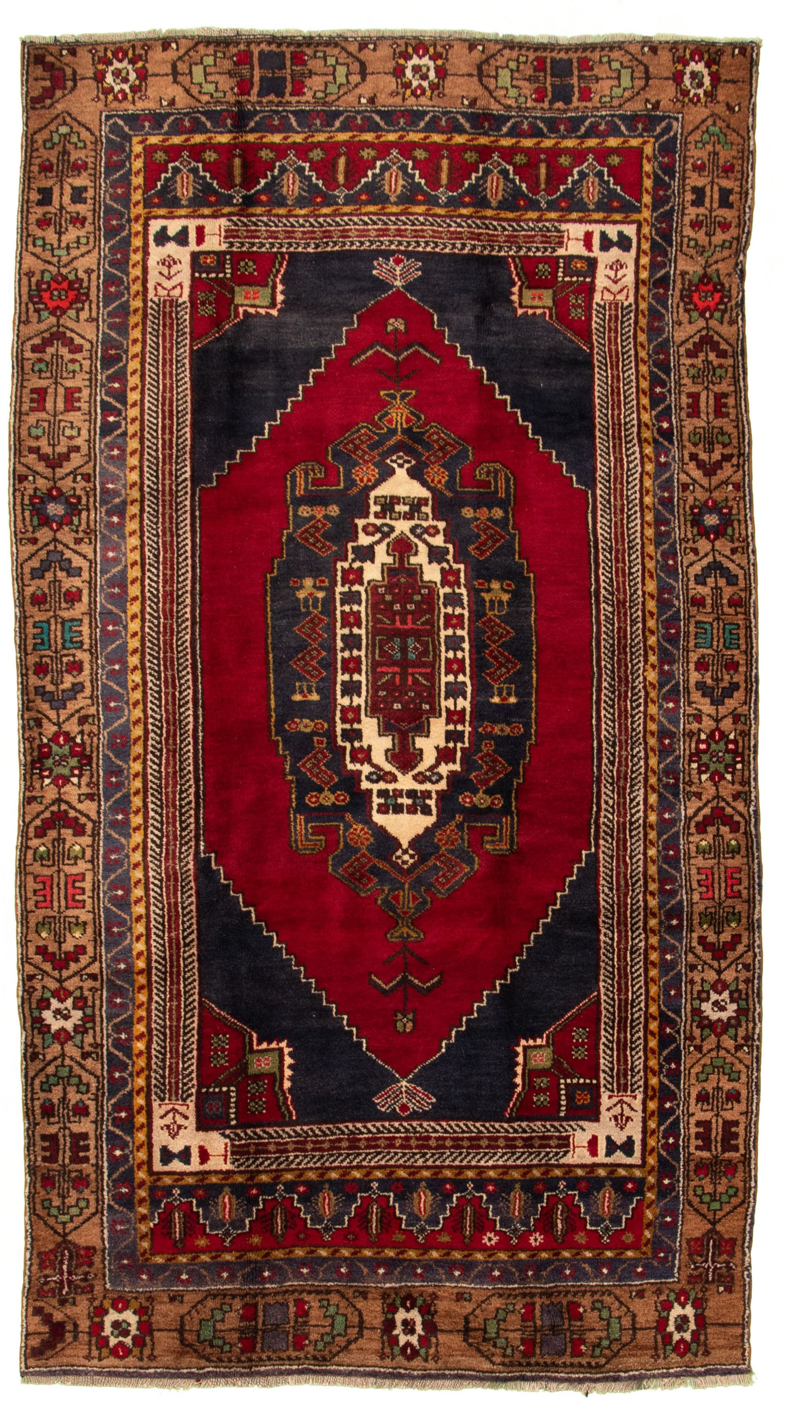 Hand-knotted Anatolian Vintage Dark Red Wool Rug 4'11" x 8'10"  Size: 4'11" x 8'10"  