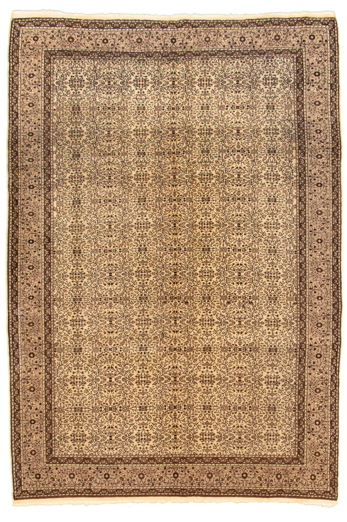 Hand-knotted Keisari Vintage Cream Wool Rug 6'5" x 9'8"  Size: 6'5" x 9'8"  