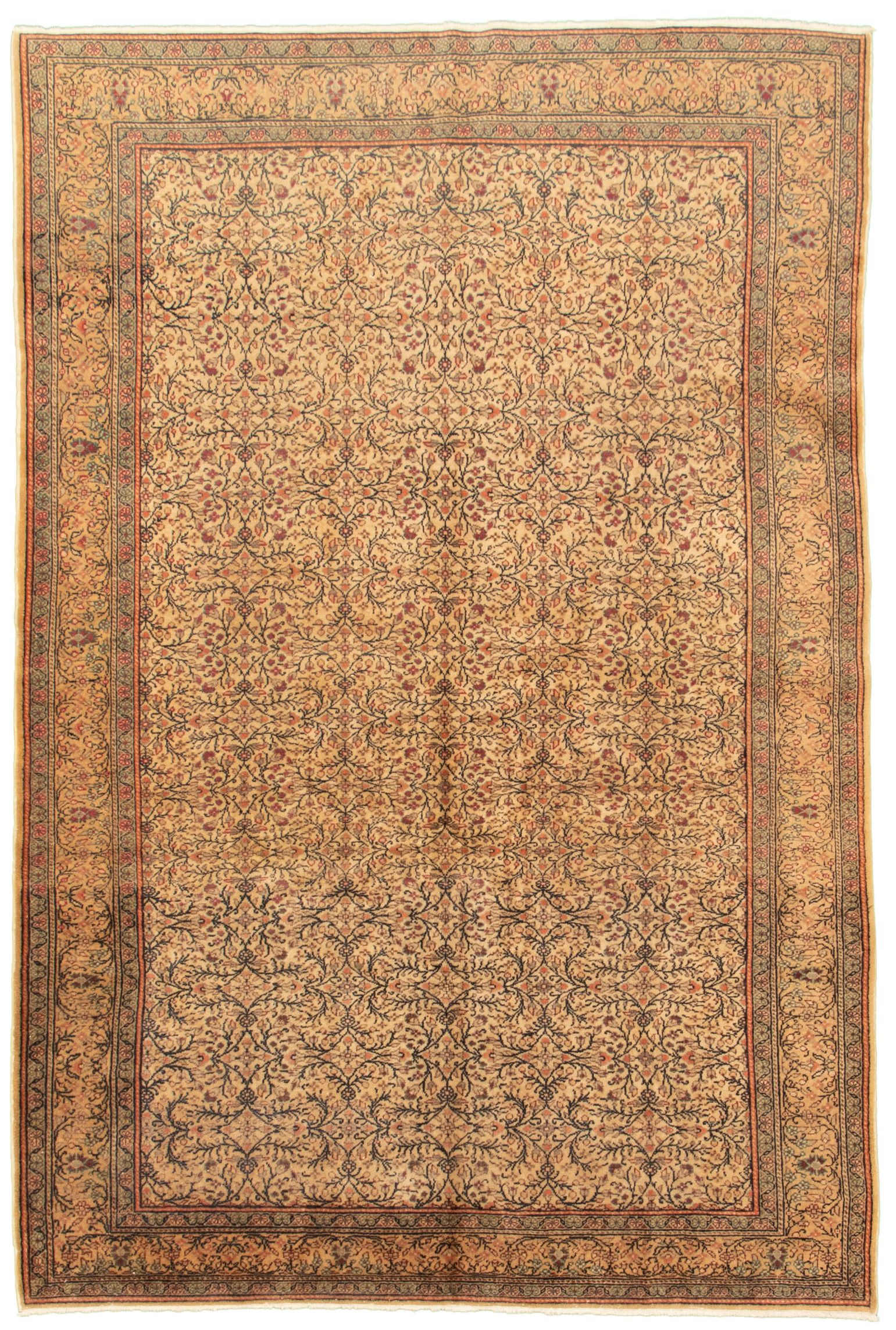 Hand-knotted Keisari Vintage Ivory Wool Rug 6'7" x 9'6"  Size: 6'7" x 9'6"  