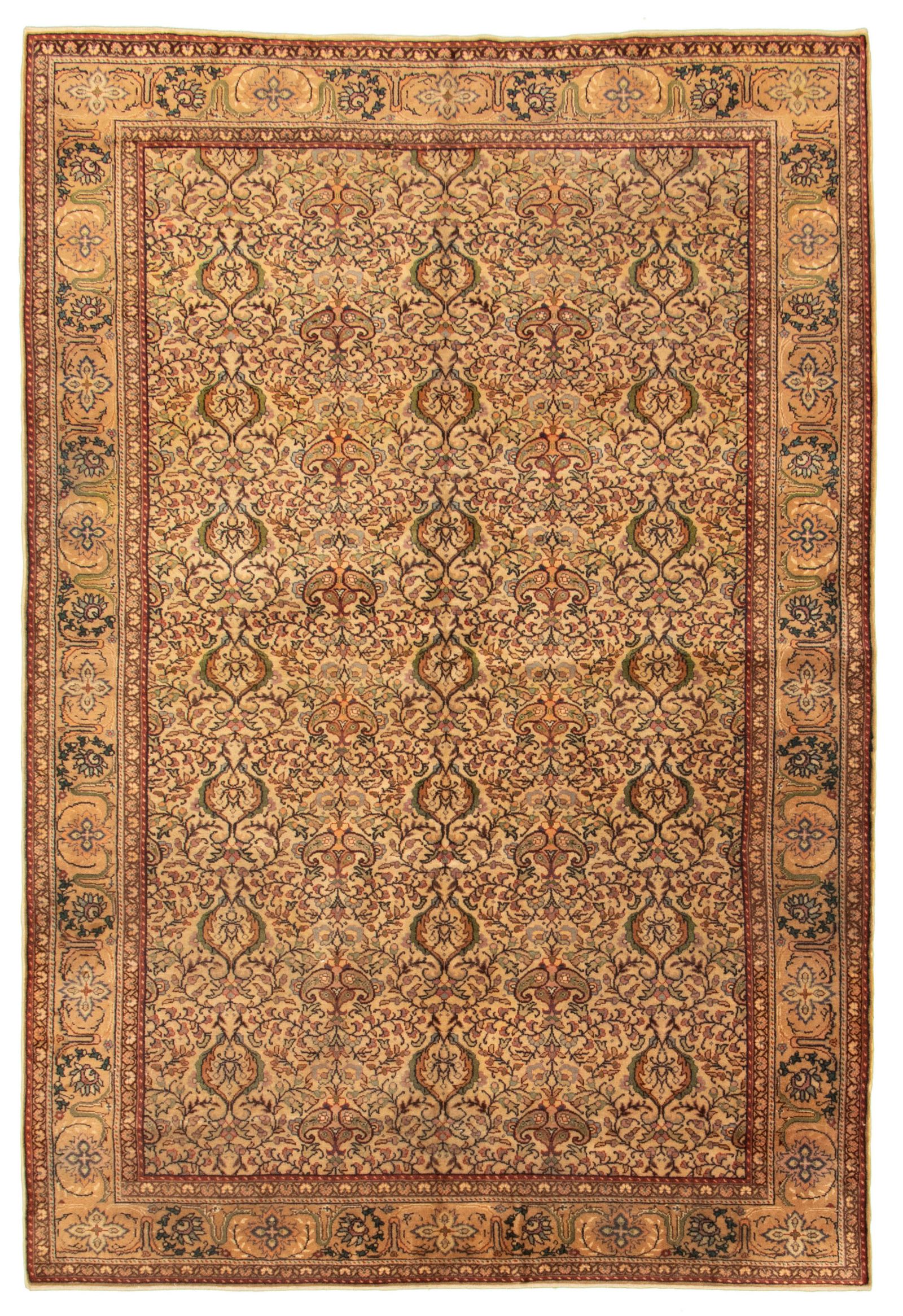 Hand-knotted Keisari Vintage Ivory Wool Rug 6'5" x 9'6"  Size: 6'5" x 9'6"  