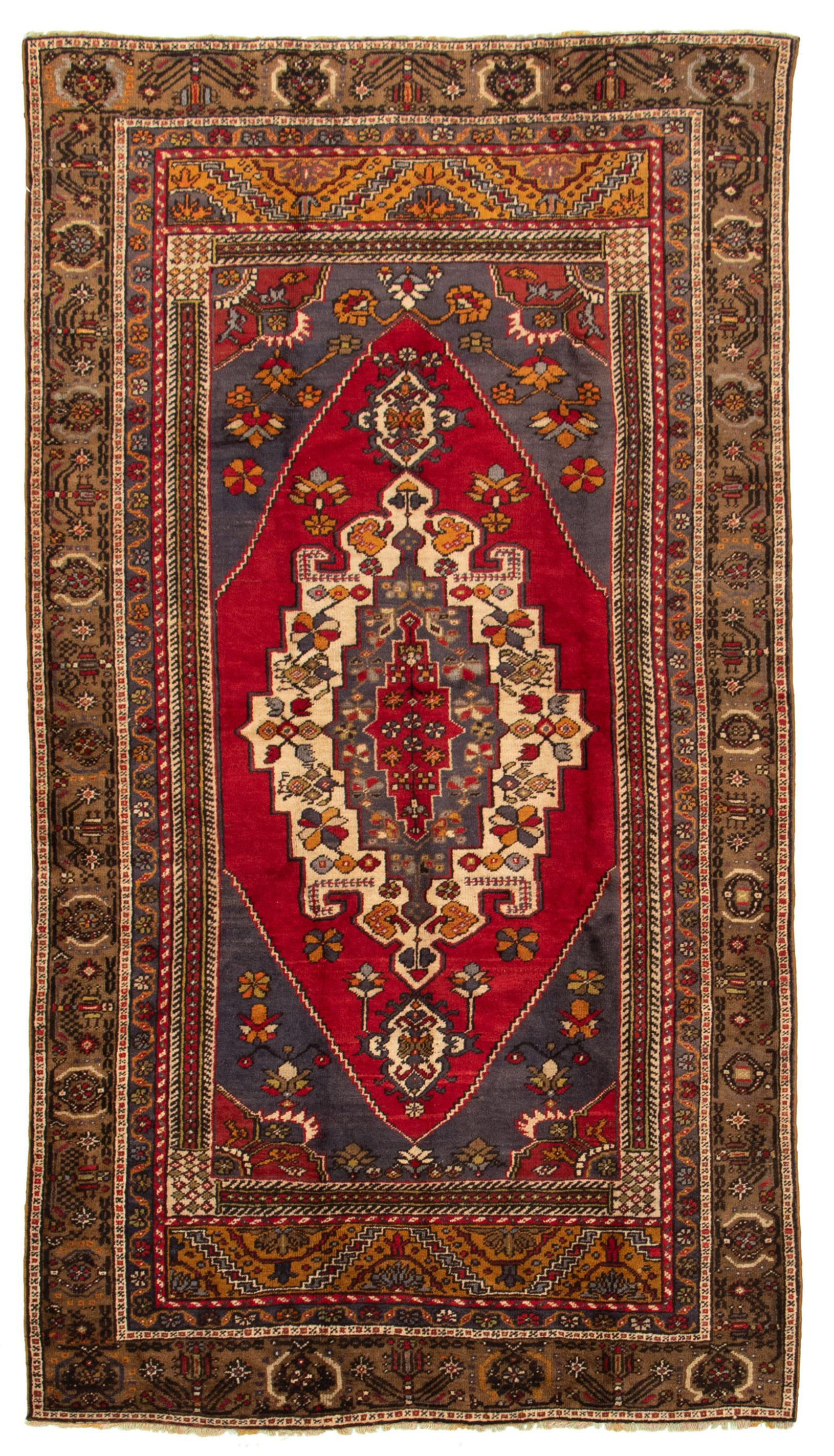 Hand-knotted Anatolian Vintage Dark Red Wool Rug 5'3" x 9'2" Size: 5'3" x 9'2"  