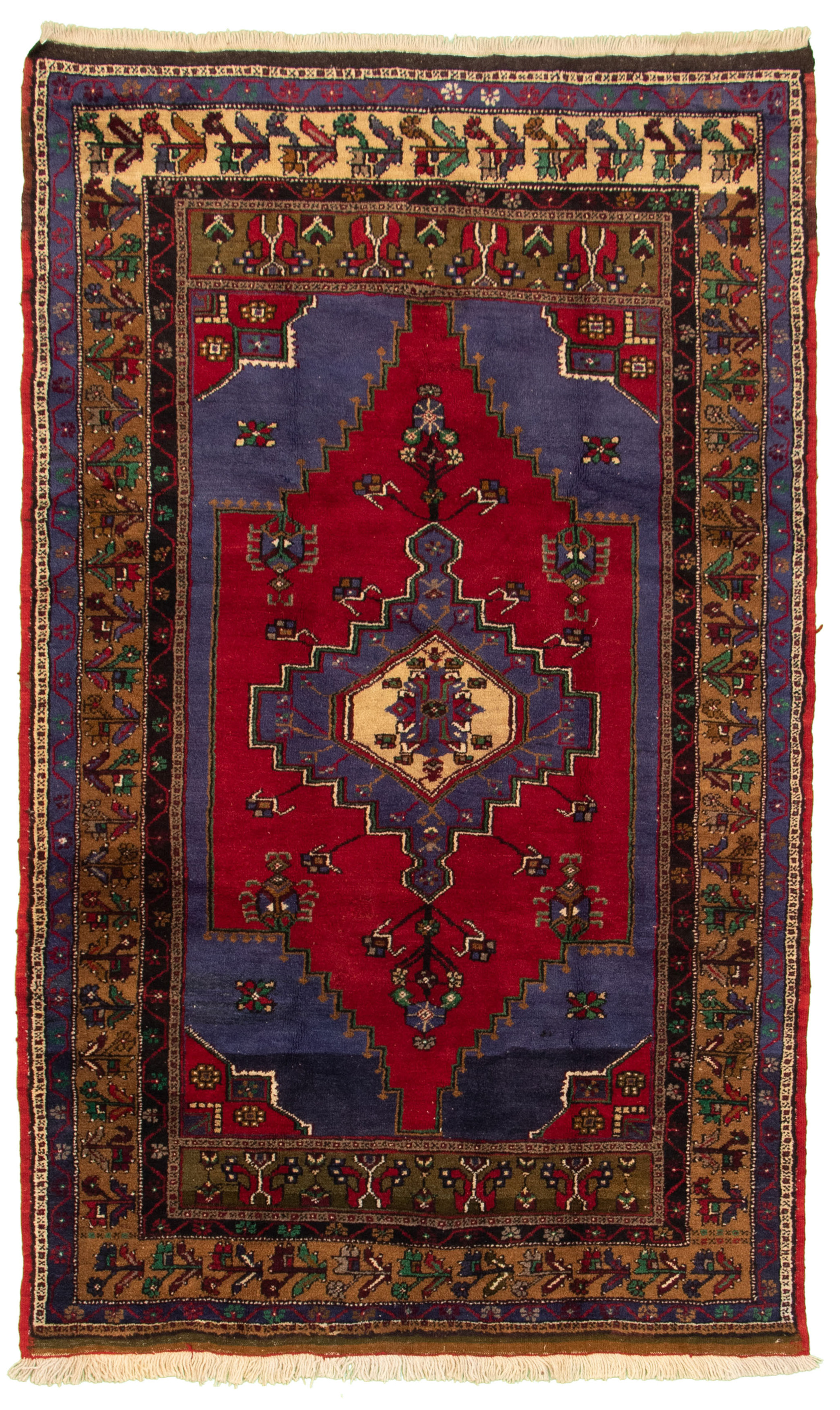 Hand-knotted Anatolian Vintage Dark Red Wool Rug 5'2" x 8'6" Size: 5'2" x 8'6"  
