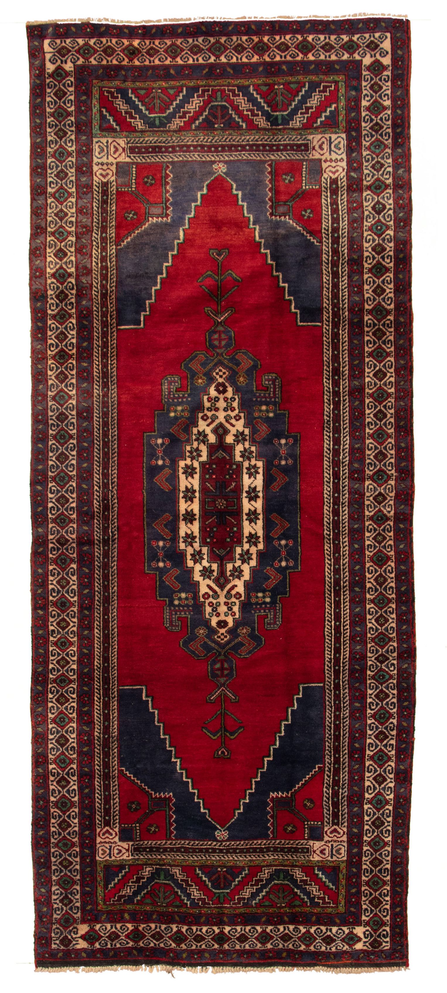 Hand-knotted Anatolian Vintage Dark Red Wool Rug 4'11" x 12'0" Size: 4'11" x 12'0"  