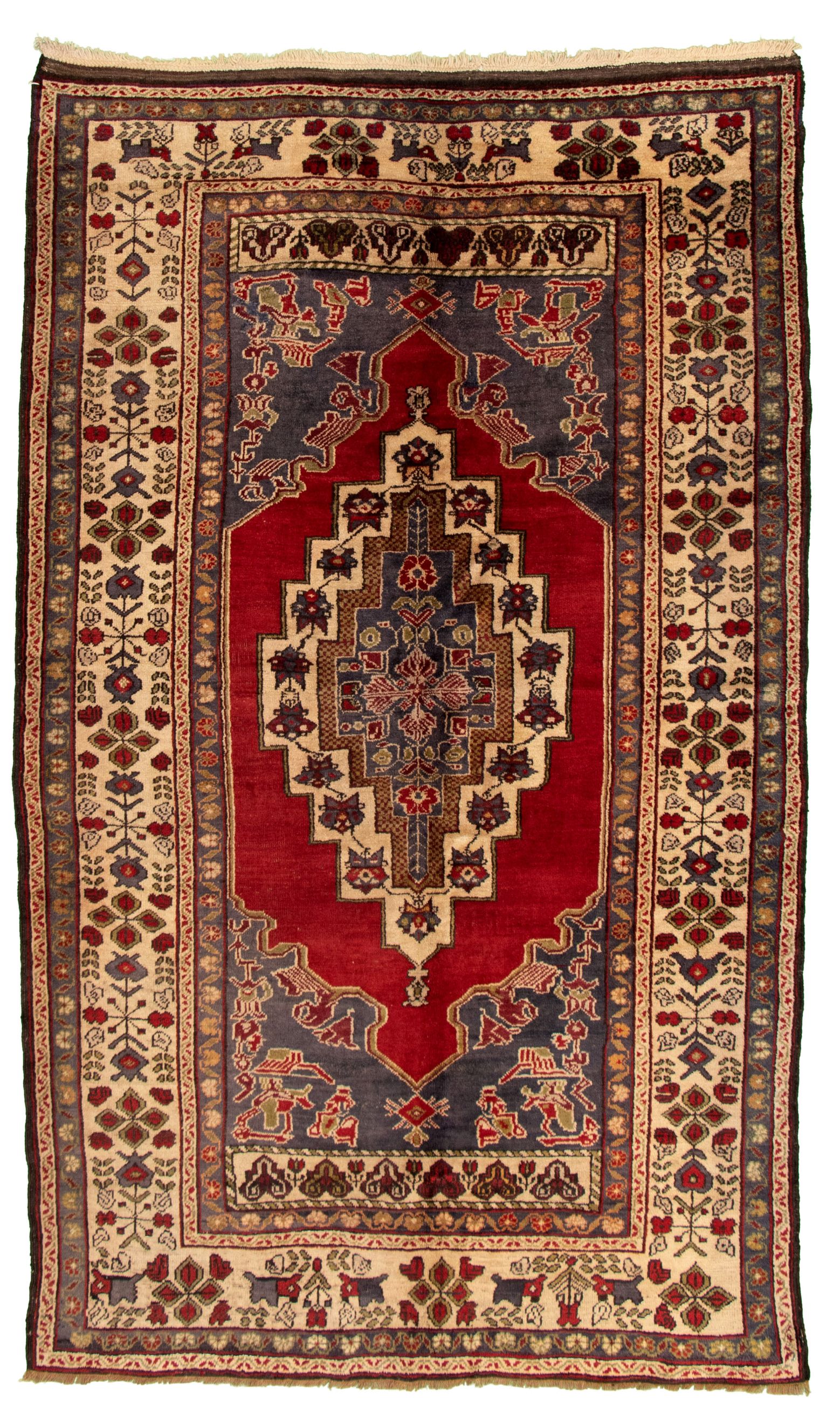 Hand-knotted Anatolian Vintage Dark Red Wool Rug 6'2" x 10'2" Size: 6'2" x 10'2"  