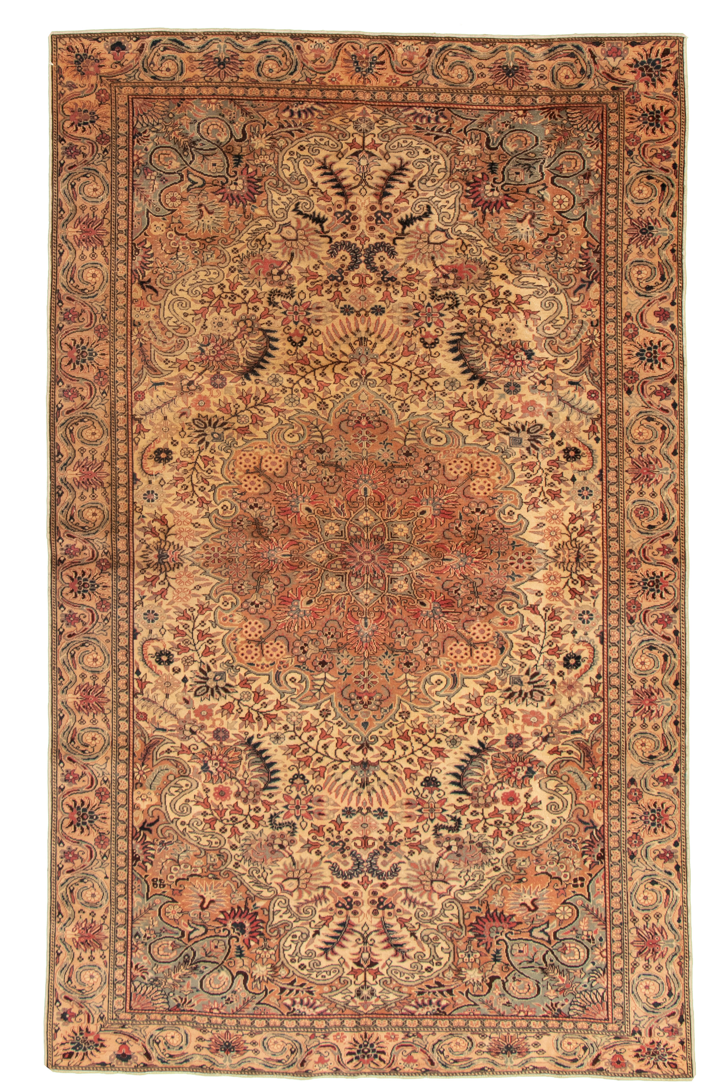 Hand-knotted Keisari Vintage Copper, Cream Wool Rug 5'11" x 9'6" Size: 5'11" x 9'6"  