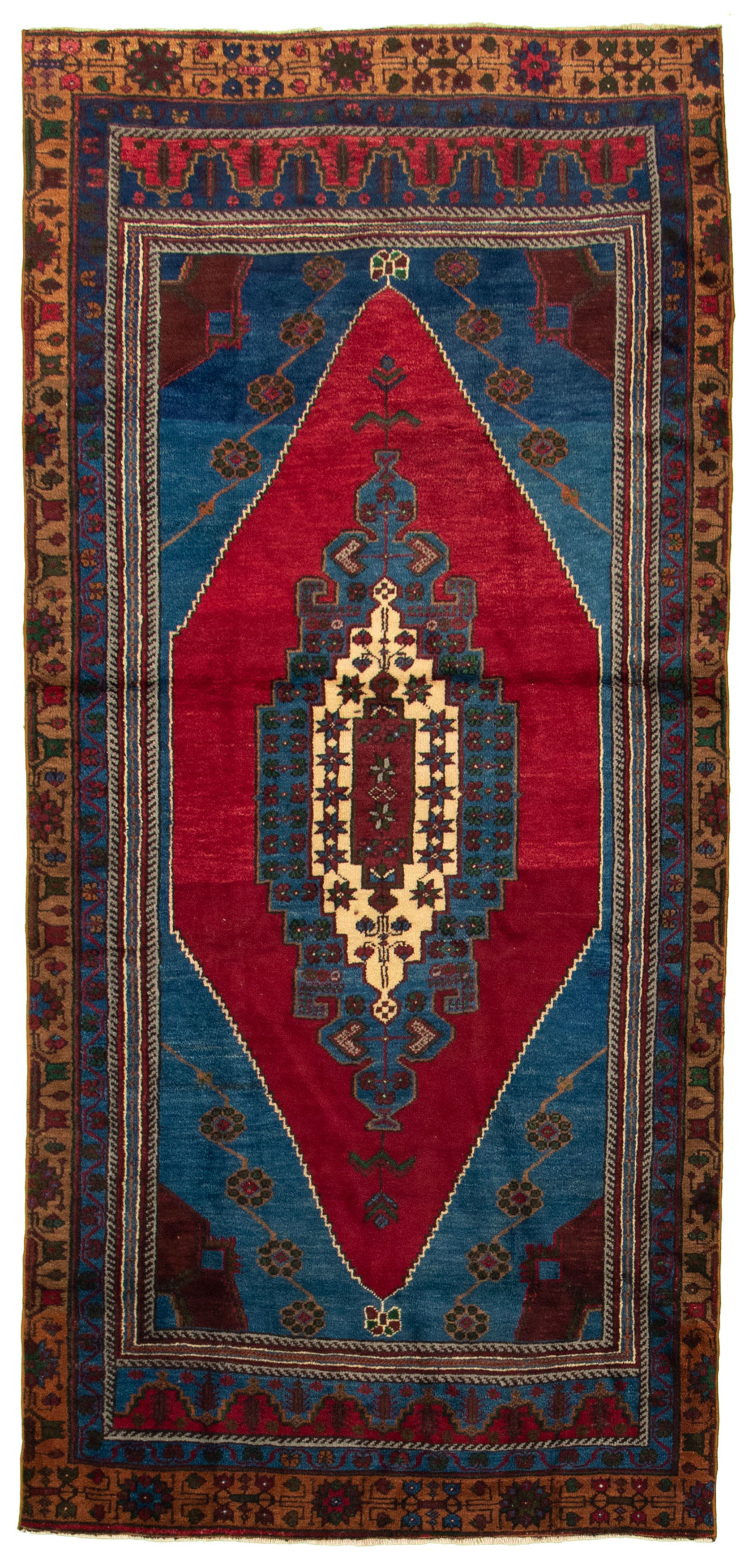 Hand-knotted Anatolian Vintage Dark Red Wool Rug 3'11" x 8'6" Size: 3'11" x 8'6"  