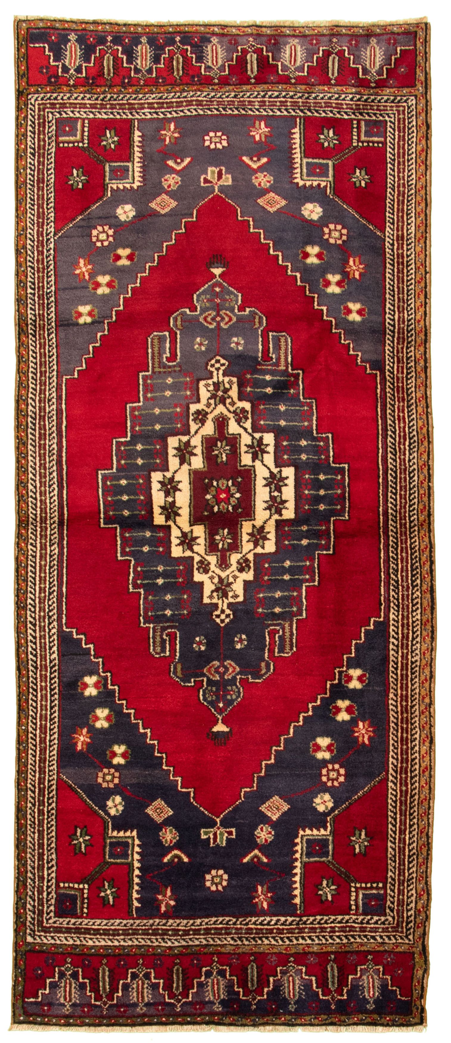 Hand-knotted Anatolian Vintage Dark Red Wool Rug 3'9" x 8'10" Size: 3'9" x 8'10"  