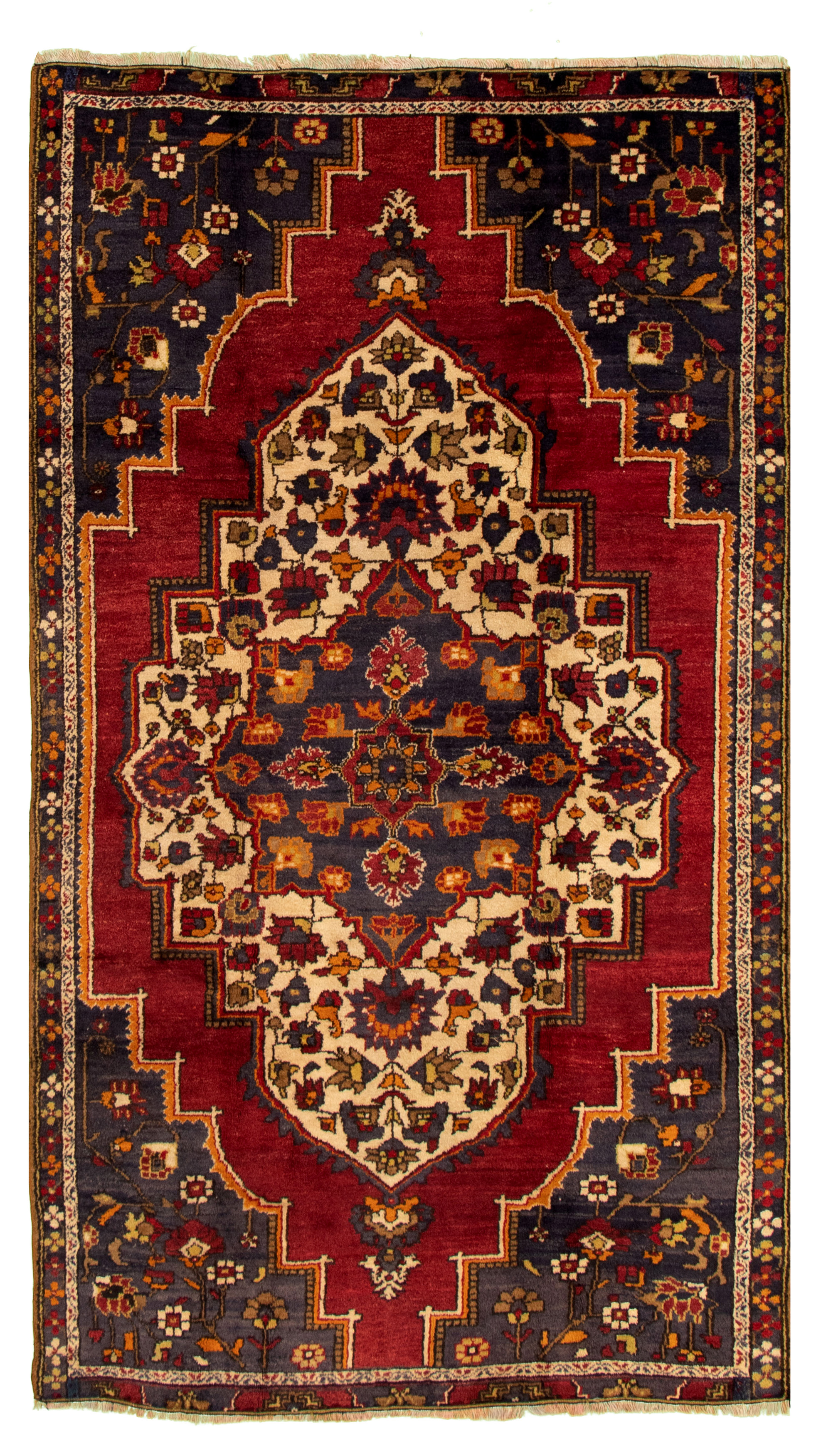Hand-knotted Anatolian Vintage Dark Red Wool Rug 5'0" x 8'10" Size: 5'0" x 8'10"  