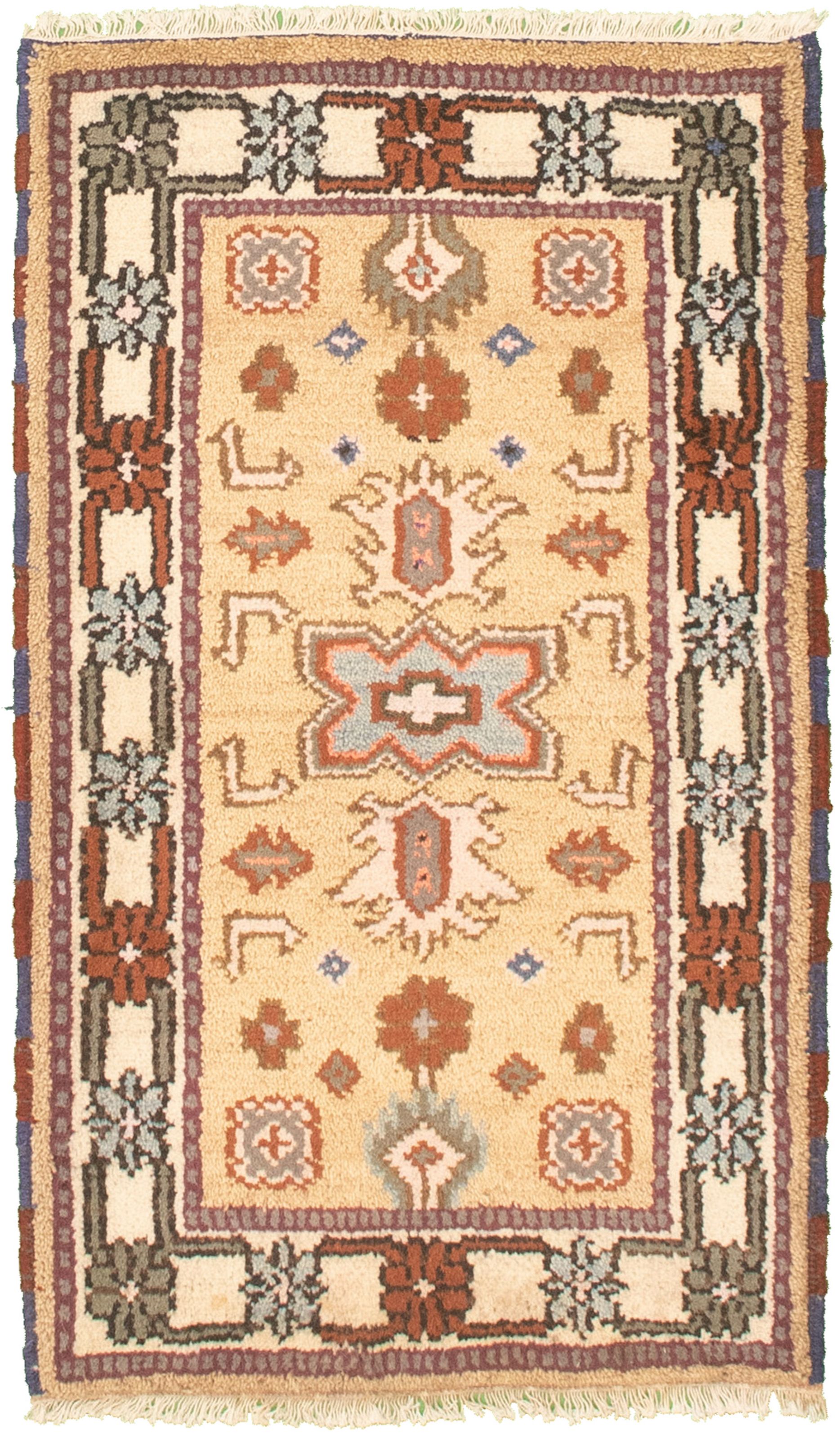 Hand-knotted Royal Kazak Khaki Cotton Rug 2'1" x 4'0"  Size: 2'1" x 4'0"  