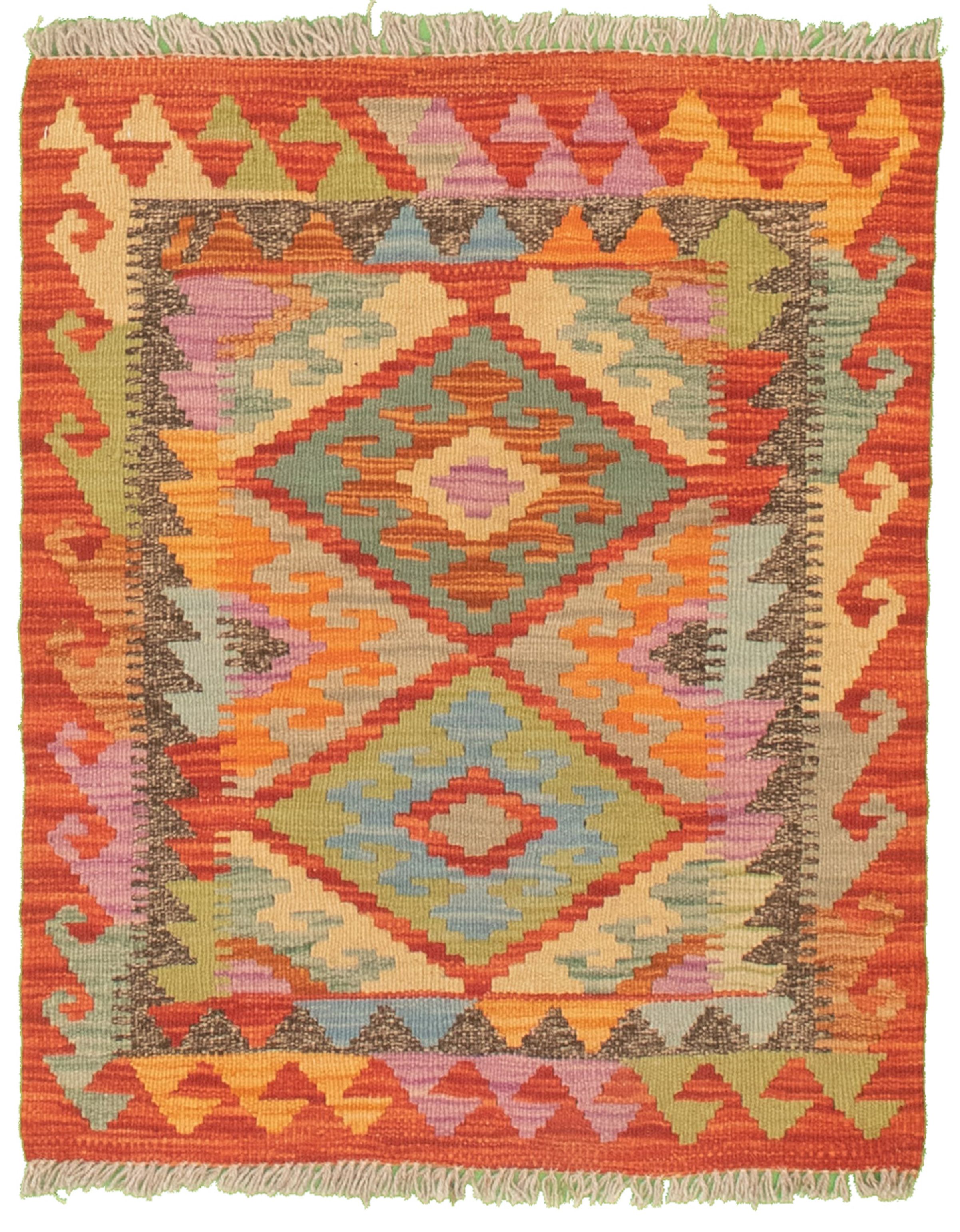 Hand woven Bold and Colorful  Red Cotton Kilim 2'2" x 2'8" Size: 2'2" x 2'8"  