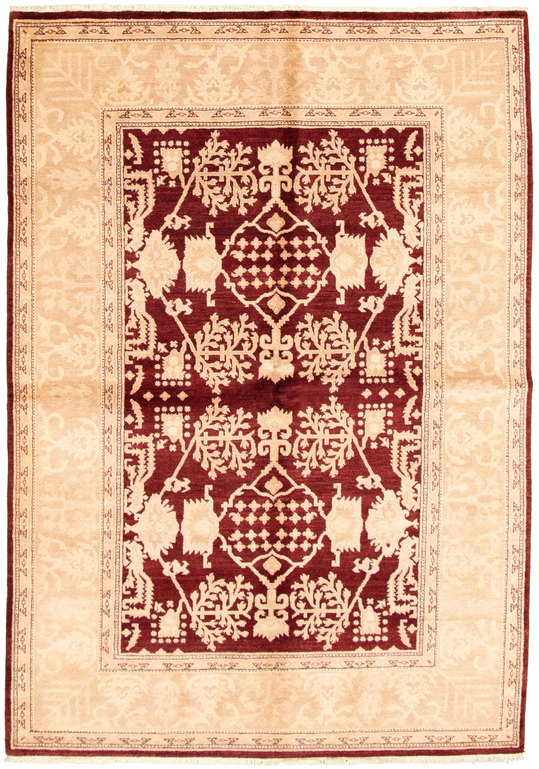 Hand-knotted Peshawar Ziegler Dark Red Wool Rug 6'2" x 9'2" Size: 6'2" x 9'2"  