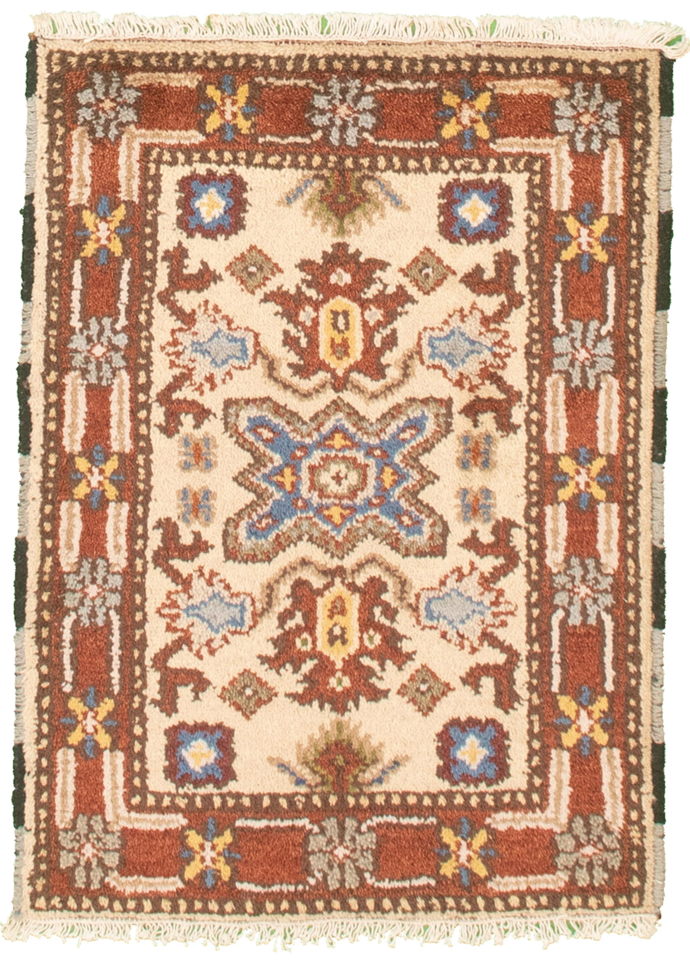 Hand-knotted Royal Kazak Cream Cotton Rug 2'1" x 3'0" (17) Size: 2'1" x 3'0"  