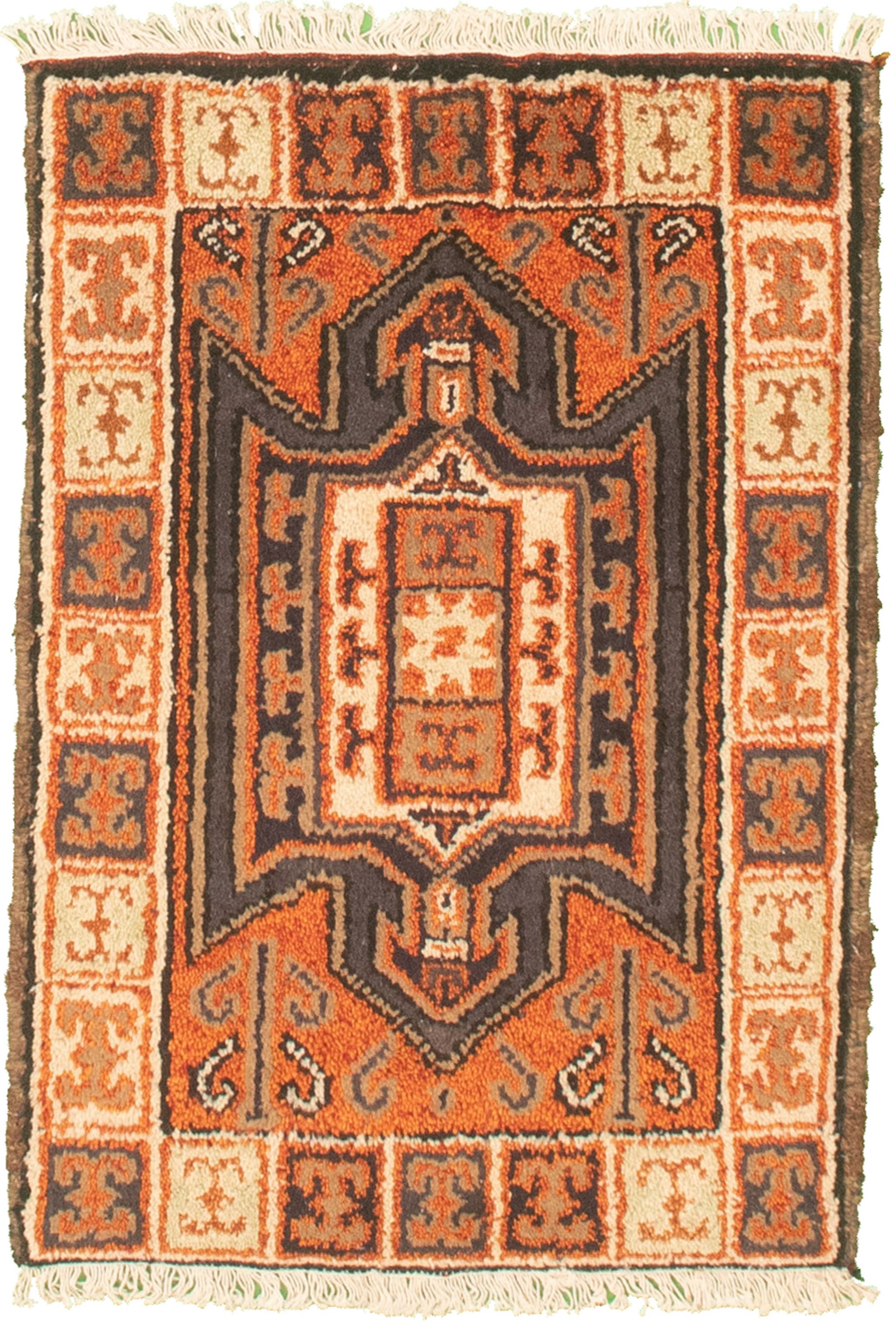 Hand-knotted Royal Kazak Dark Copper, Dark Grey Cotton Rug 2'1" x 3'0" Size: 2'1" x 3'0"  