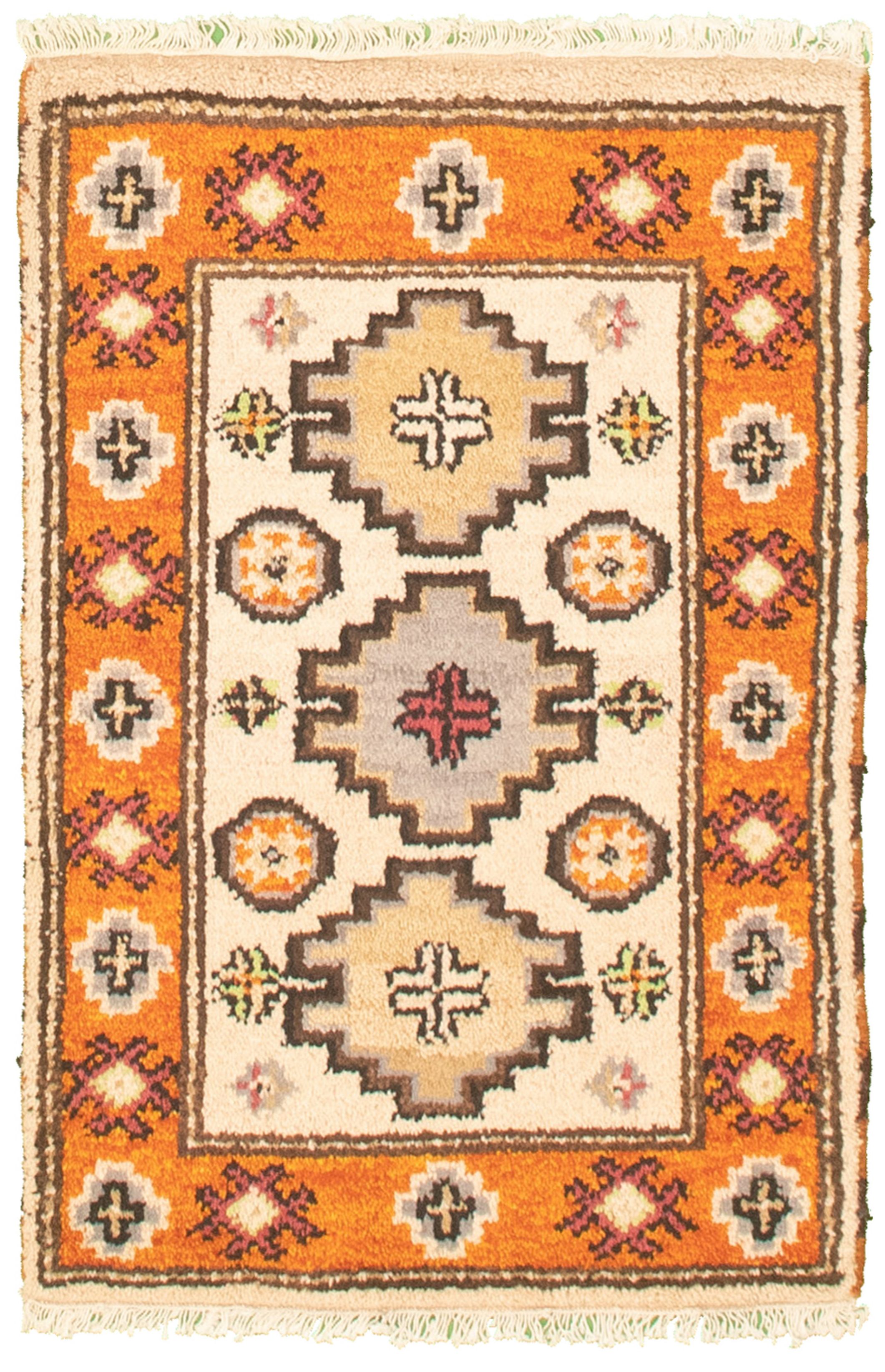 Hand-knotted Royal Kazak Cream Cotton Rug 2'1" x 3'0" (18) Size: 2'1" x 3'0"  
