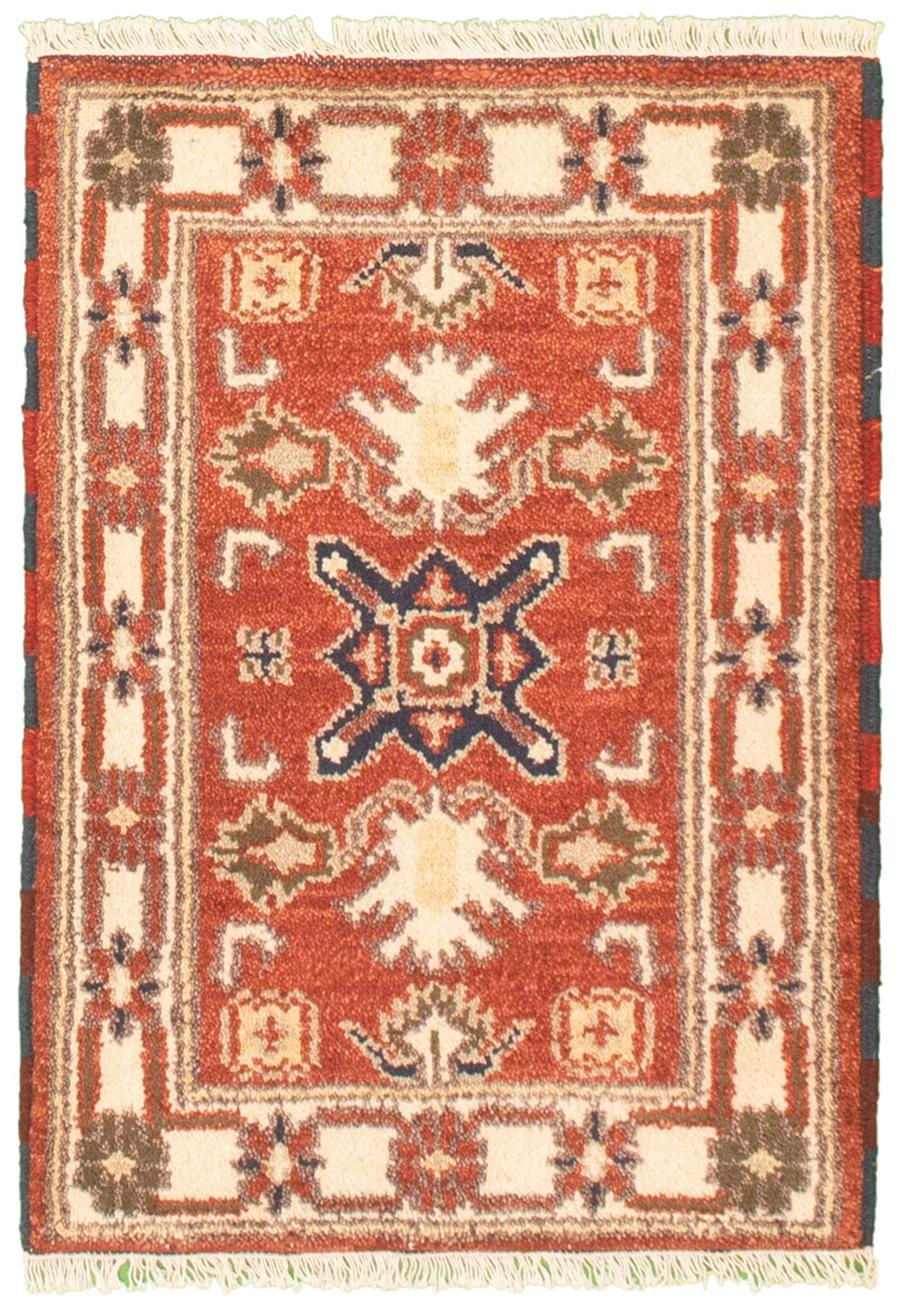 Hand-knotted Royal Kazak Burgundy Cotton Rug 2'1" x 3'0"  Size: 2'1" x 3'0"  
