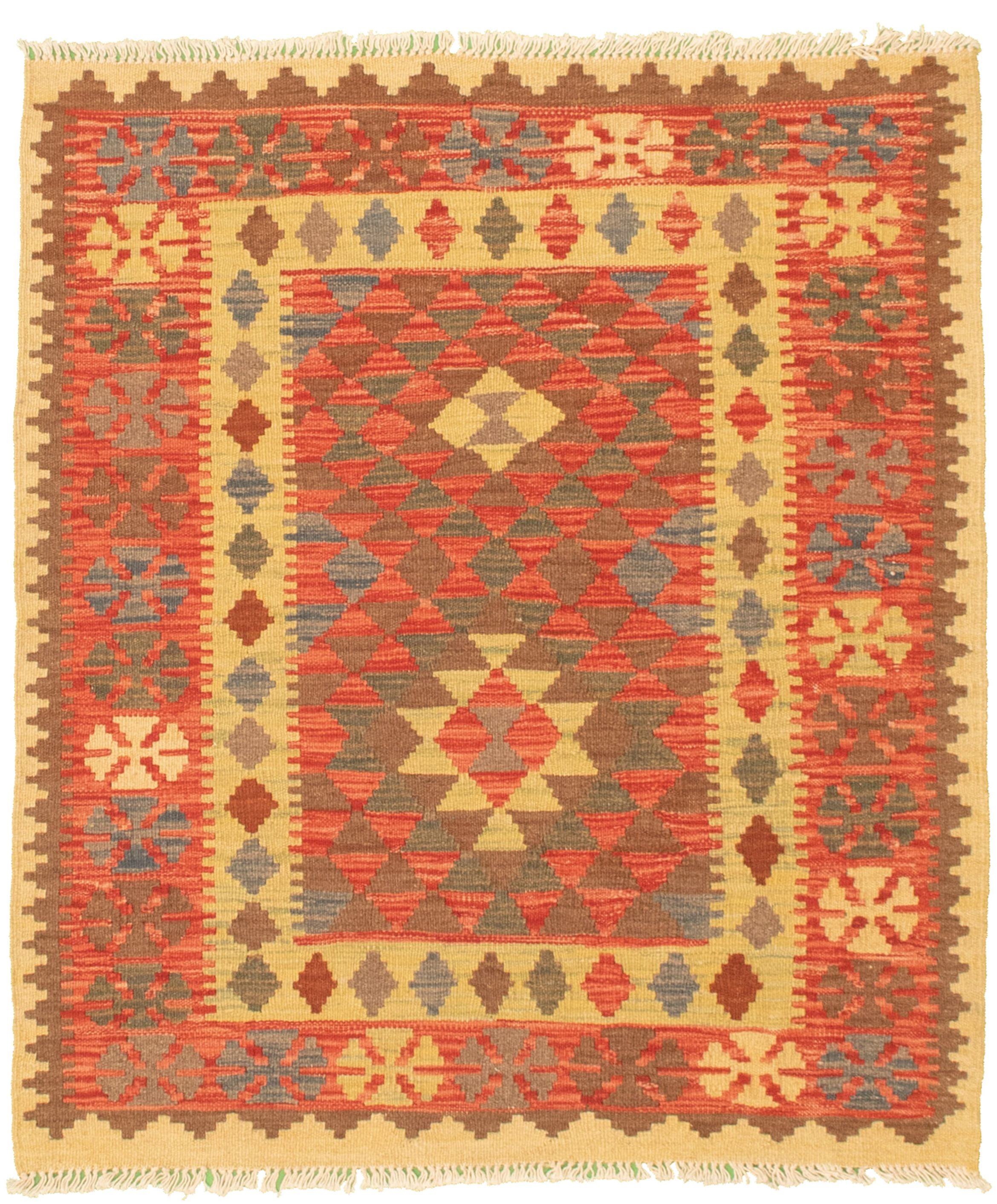 Hand woven Kashkoli FW Red Cotton Kilim 3'3" x 3'8" Size: 3'3" x 3'8"  
