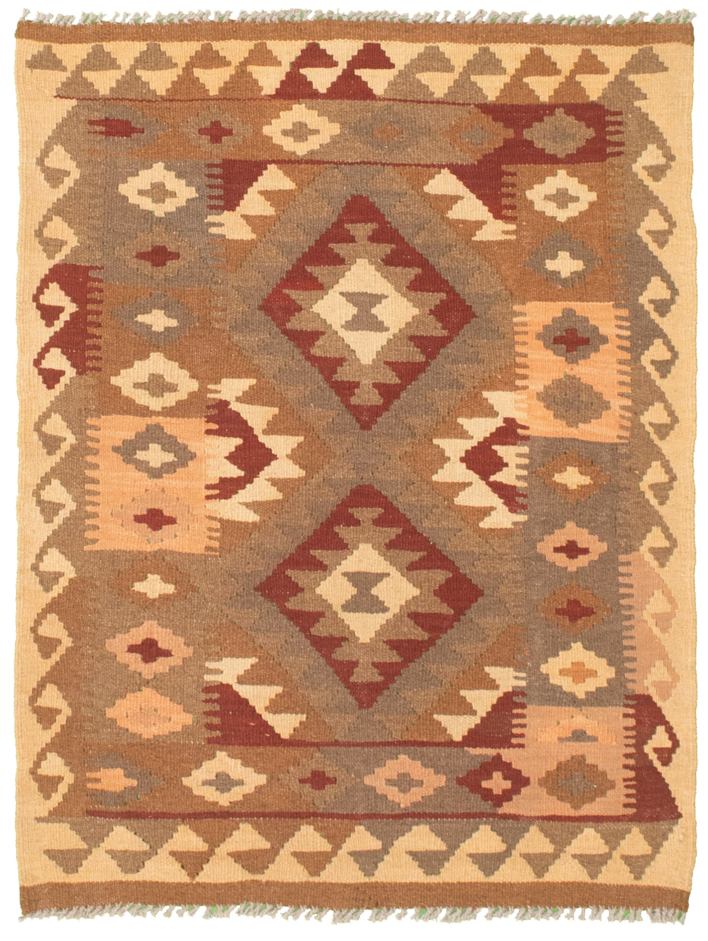 Hand woven Kashkoli FW Brown Cotton Kilim 2'9" x 3'10" Size: 2'9" x 3'10"  