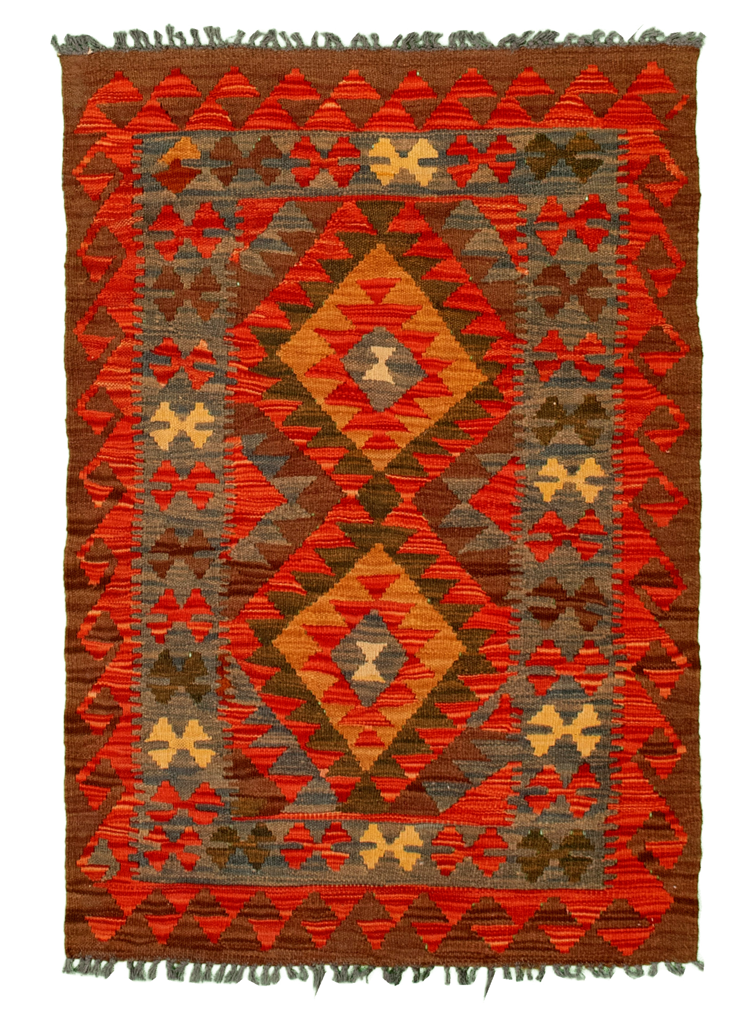 Hand woven Kashkoli FW Red Cotton Kilim 2'8" x 4'0" Size: 2'8" x 4'0"  
