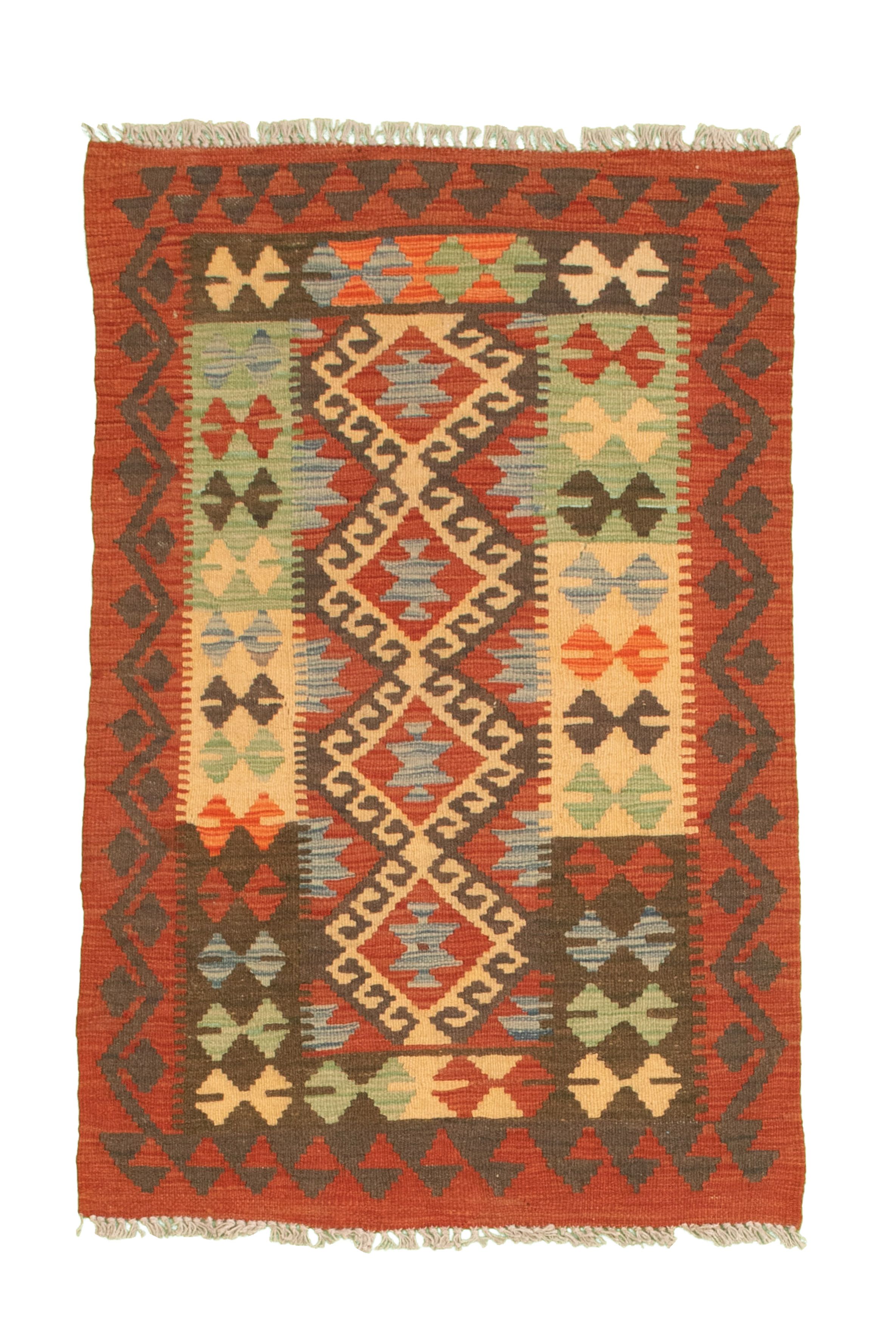 Hand woven Kashkoli FW Red Cotton Kilim 2'7" x 4'0" Size: 2'7" x 4'0"  