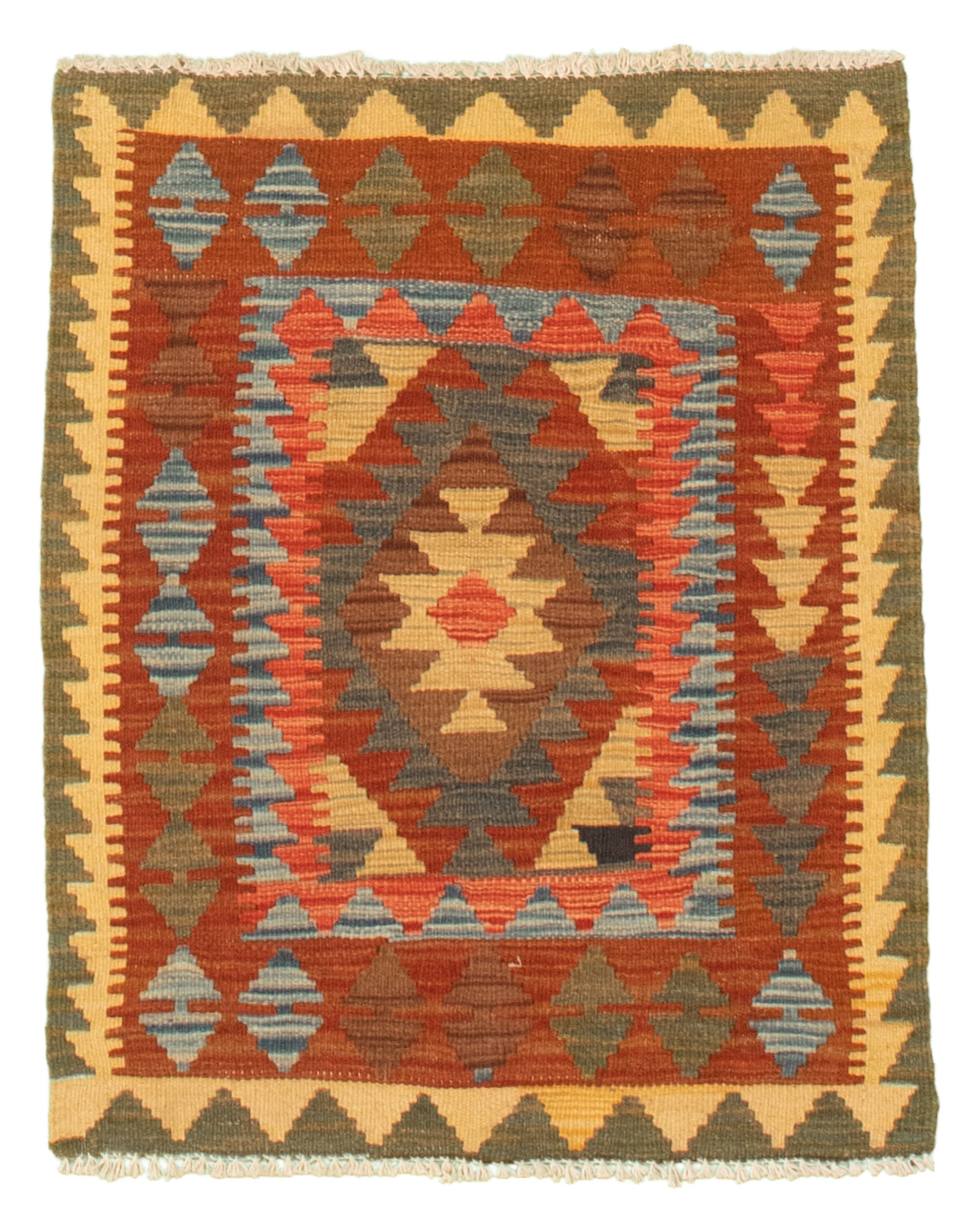 Hand woven Kashkoli FW Brown, Dark Copper Cotton Kilim 2'2" x 2'9" Size: 2'2" x 2'9"  