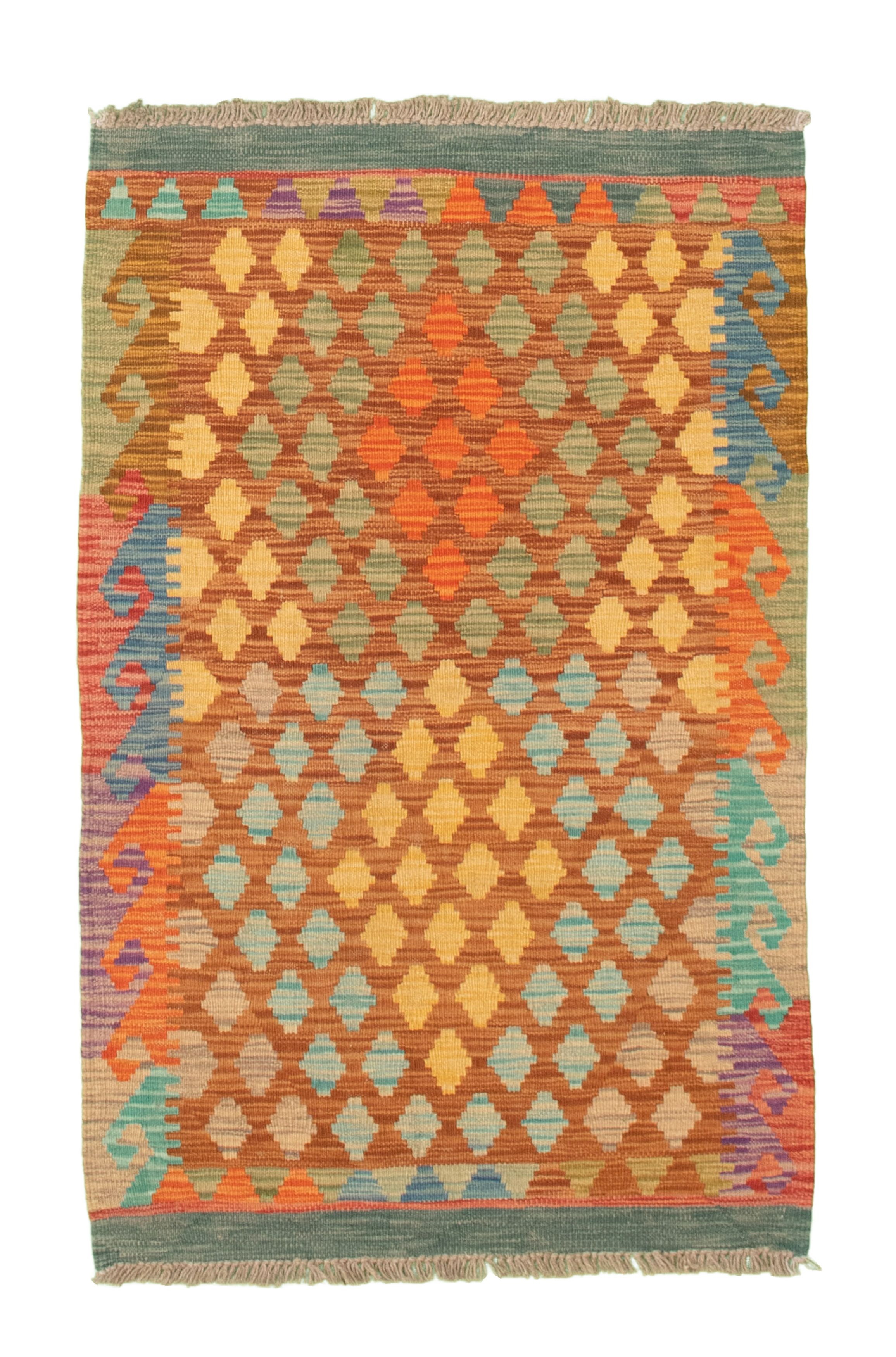 Hand woven Kashkoli FW Brown Cotton Kilim 2'8" x 4'2" Size: 2'8" x 4'2"  