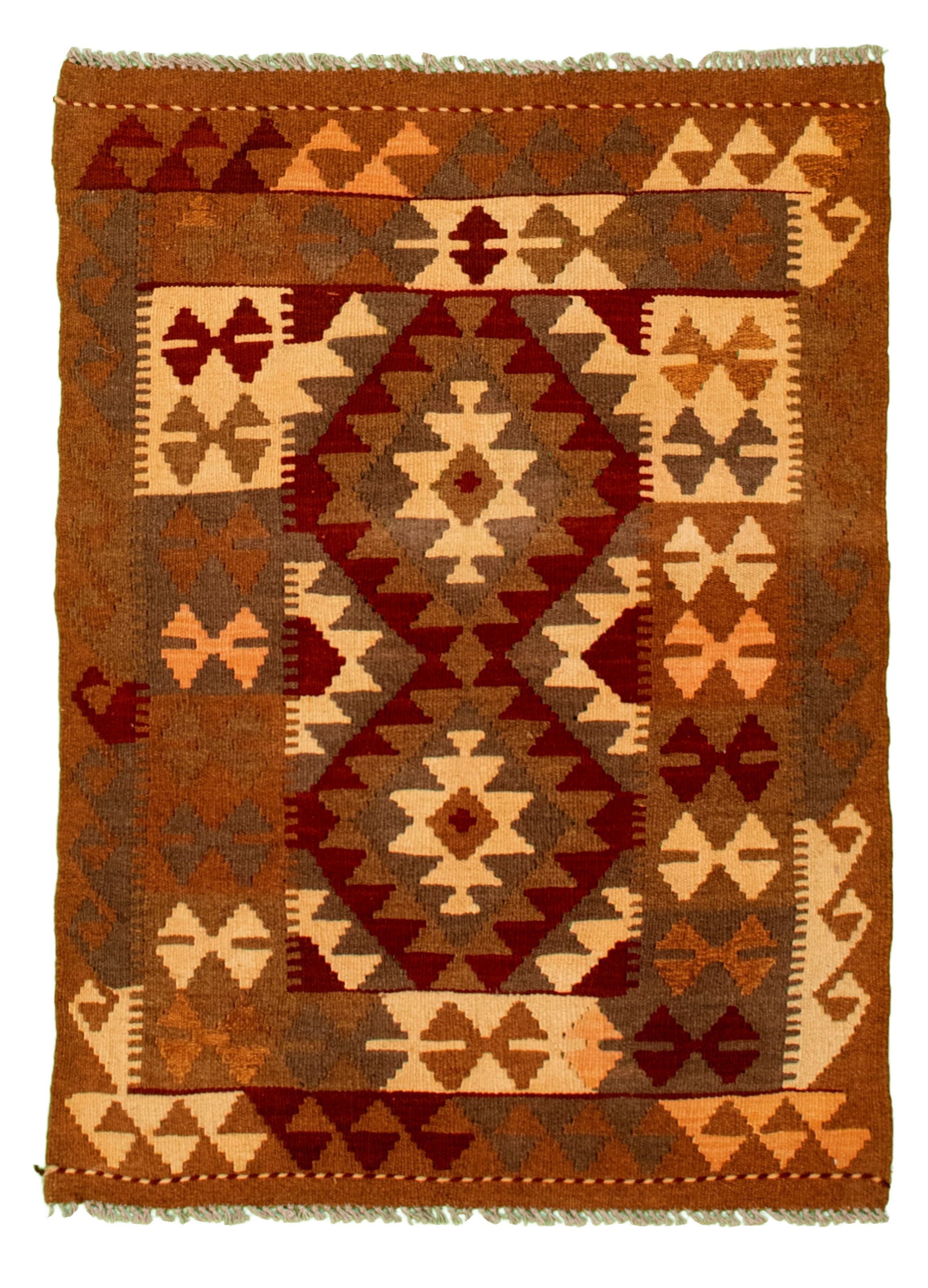 Hand woven Kashkoli FW Brown Cotton Kilim 2'11" x 4'1" Size: 2'11" x 4'1"  