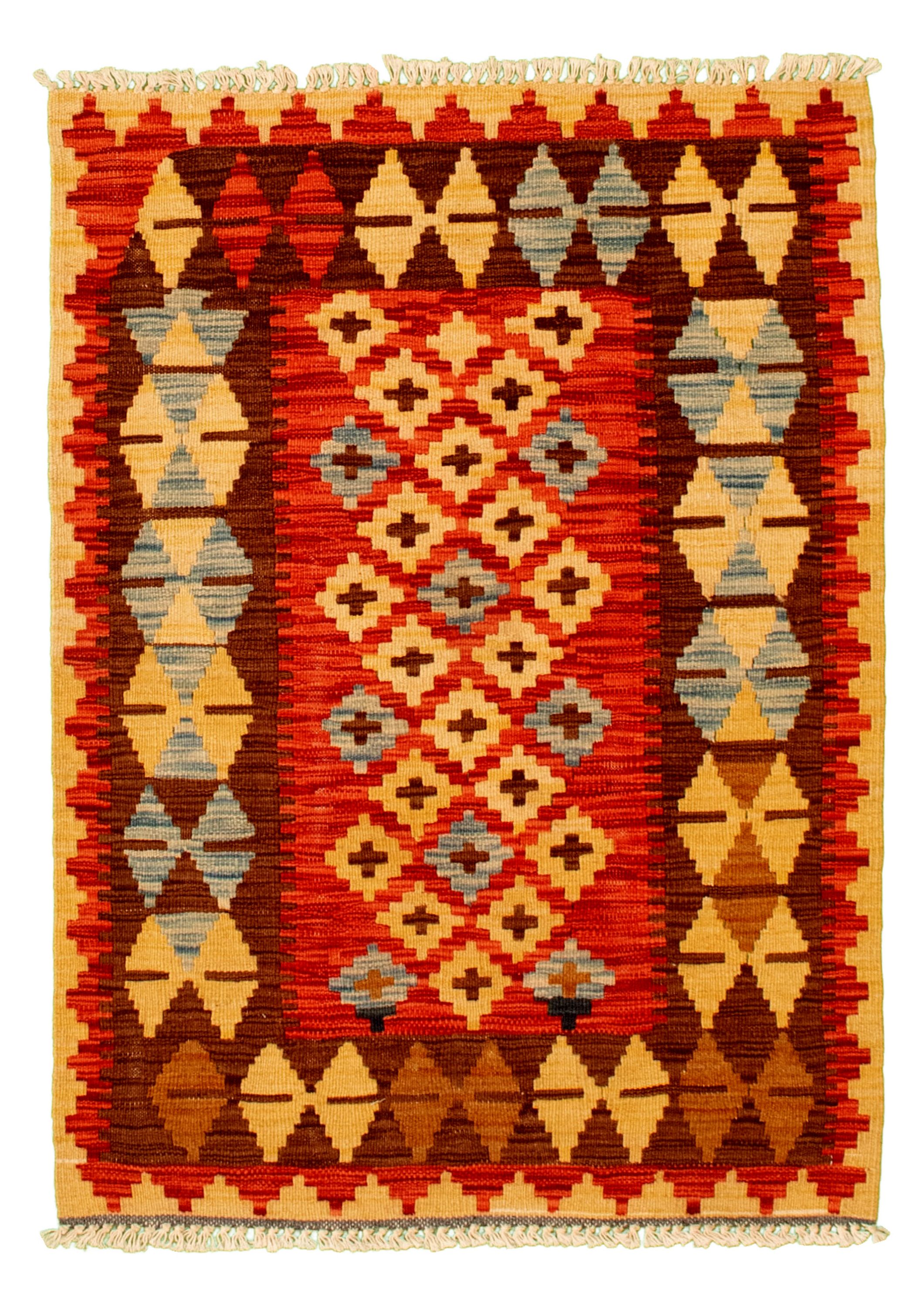 Hand woven Kashkoli FW Red Cotton Kilim 2'9" x 3'11" Size: 2'9" x 3'11"  