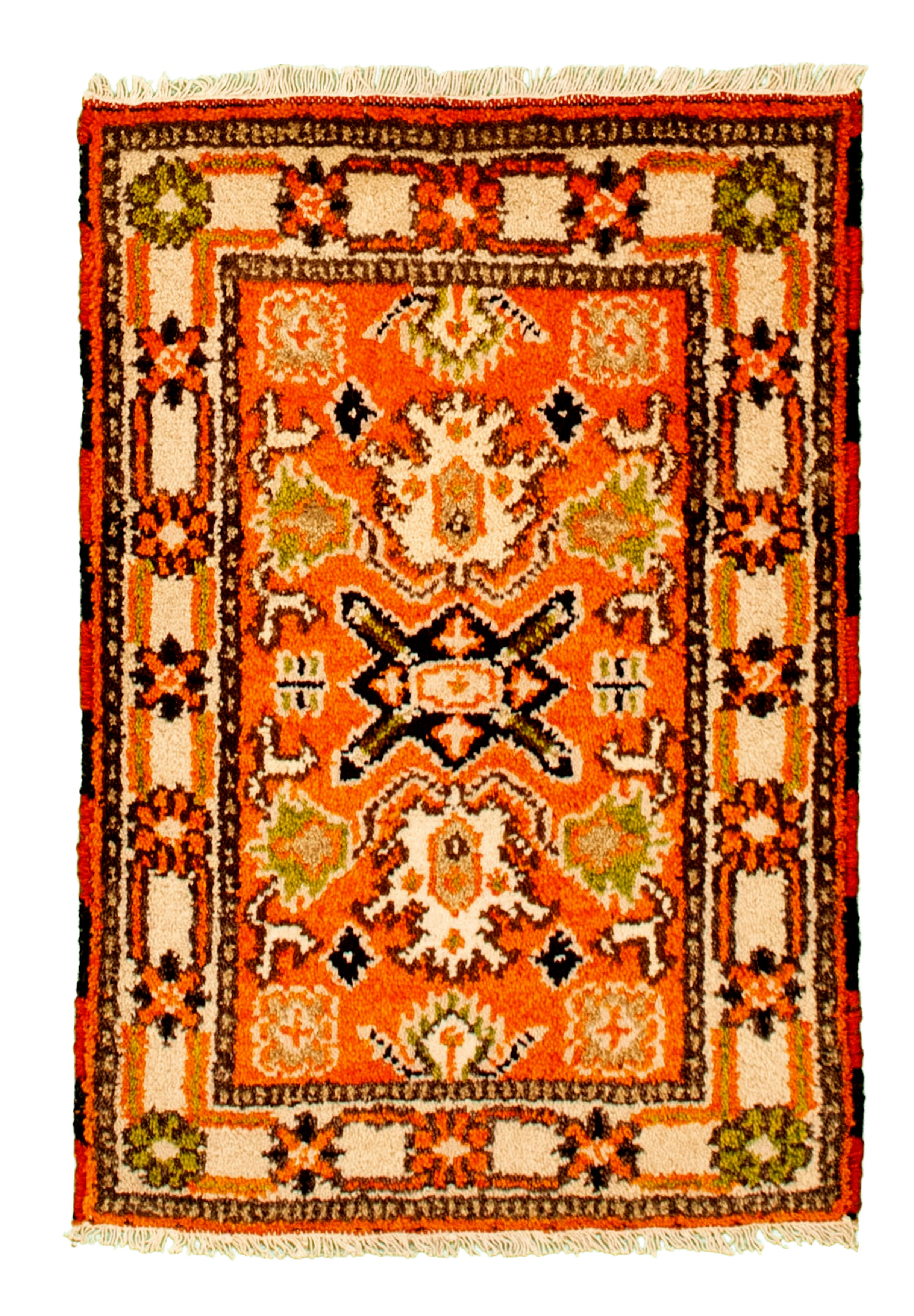 Hand-knotted Royal Kazak Orange Cotton Rug 2'1" x 3'0"  Size: 2'1" x 3'0"  
