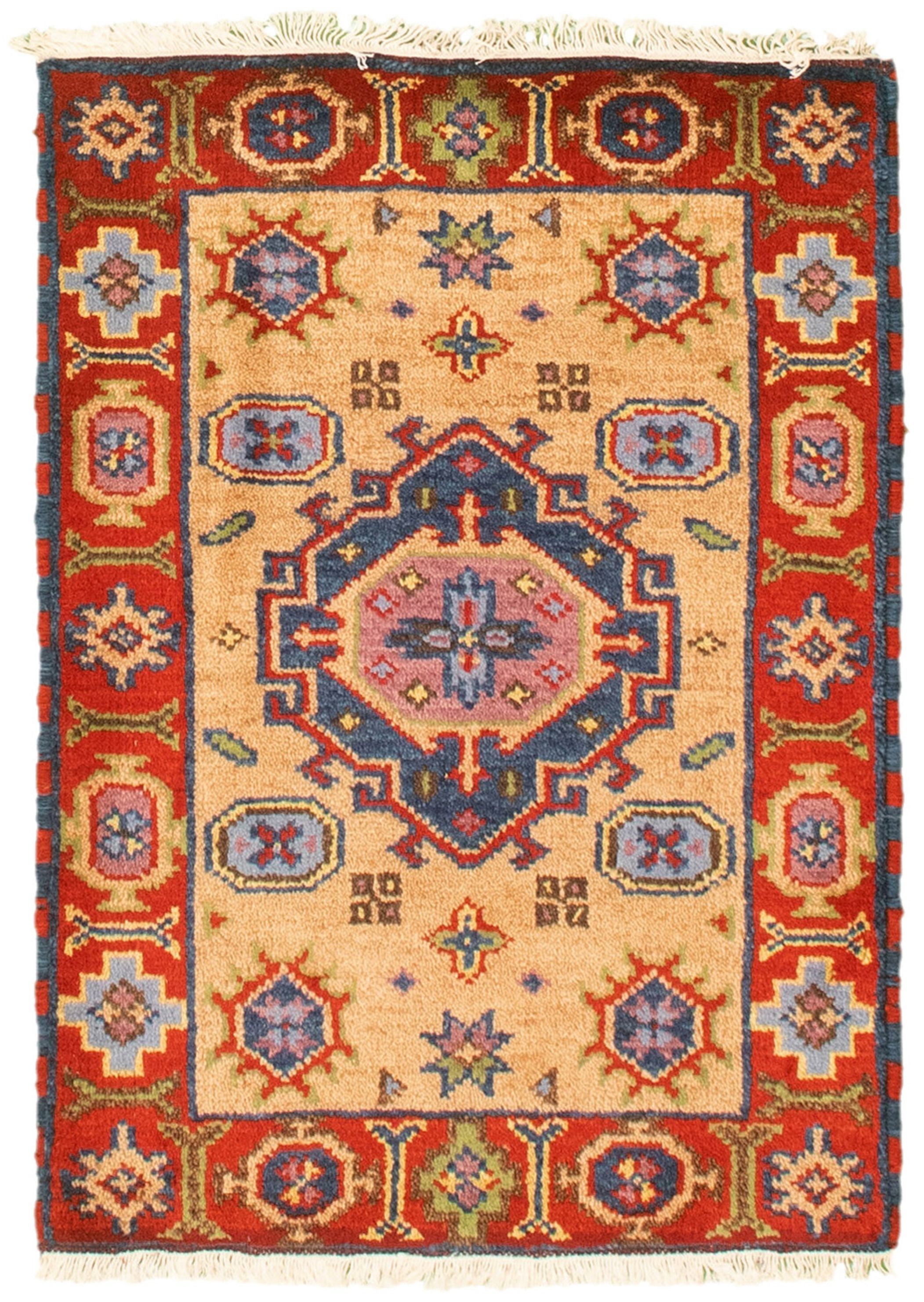 Hand-knotted Royal Kazak Tan Cotton Rug 2'1" x 3'0"  Size: 2'1" x 3'0"  