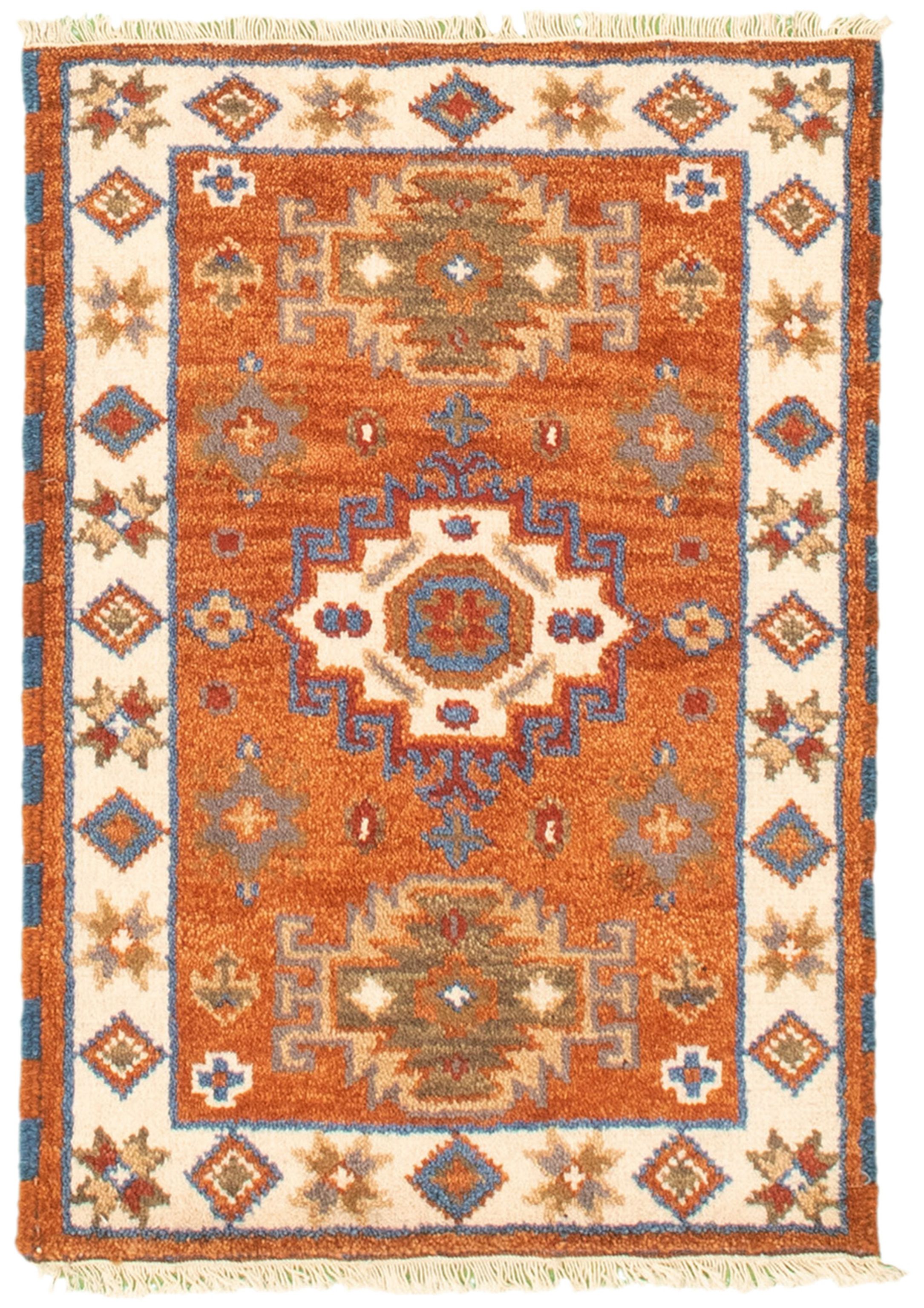 Hand-knotted Royal Kazak Copper Cotton Rug 2'1" x 3'0"  Size: 2'1" x 3'0"  