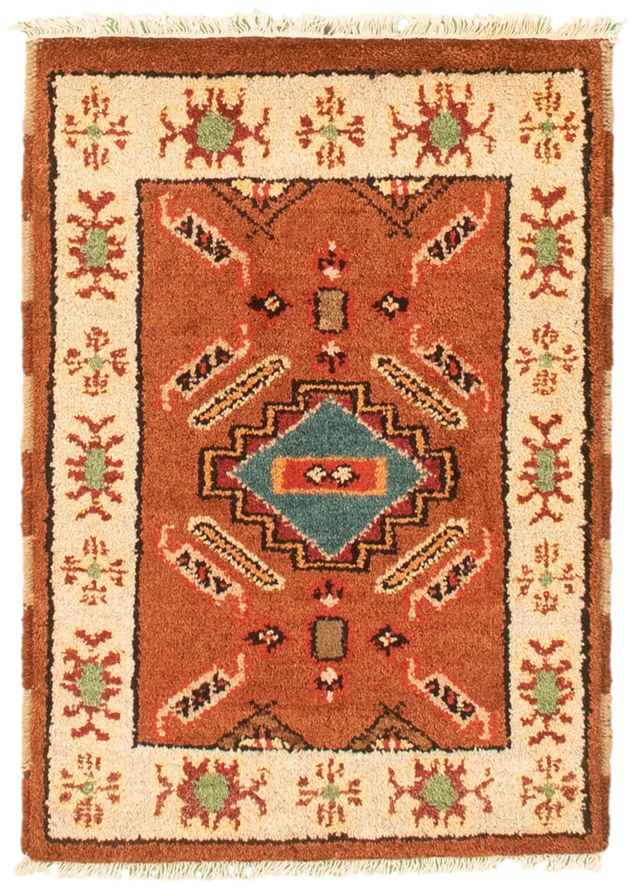 Hand-knotted Royal Kazak Dark Brown Cotton Rug 2'1" x 3'0"  Size: 2'1" x 3'0"  