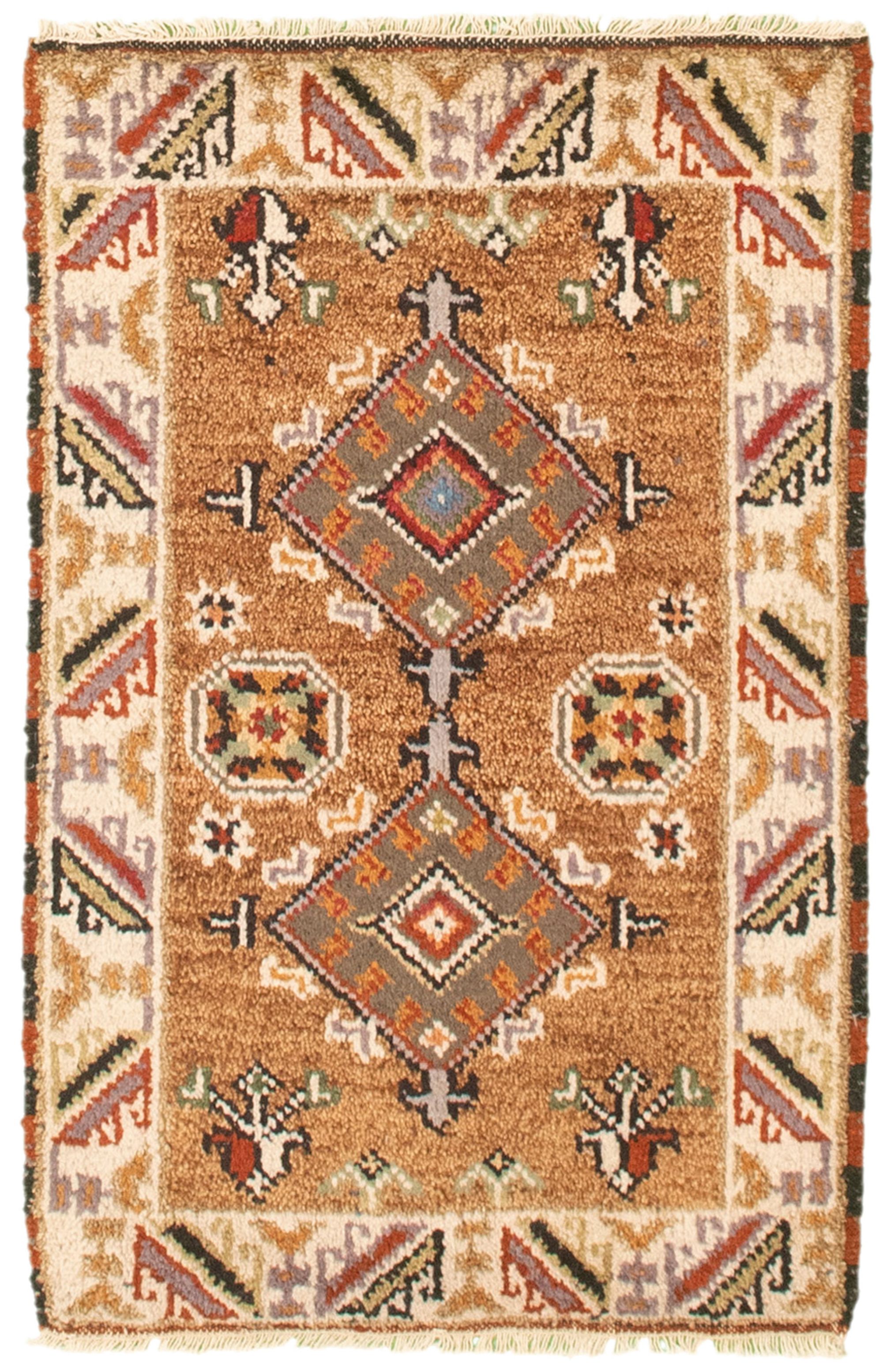 Hand-knotted Royal Kazak Brown Cotton Rug 2'1" x 3'0"  Size: 2'1" x 3'0"  
