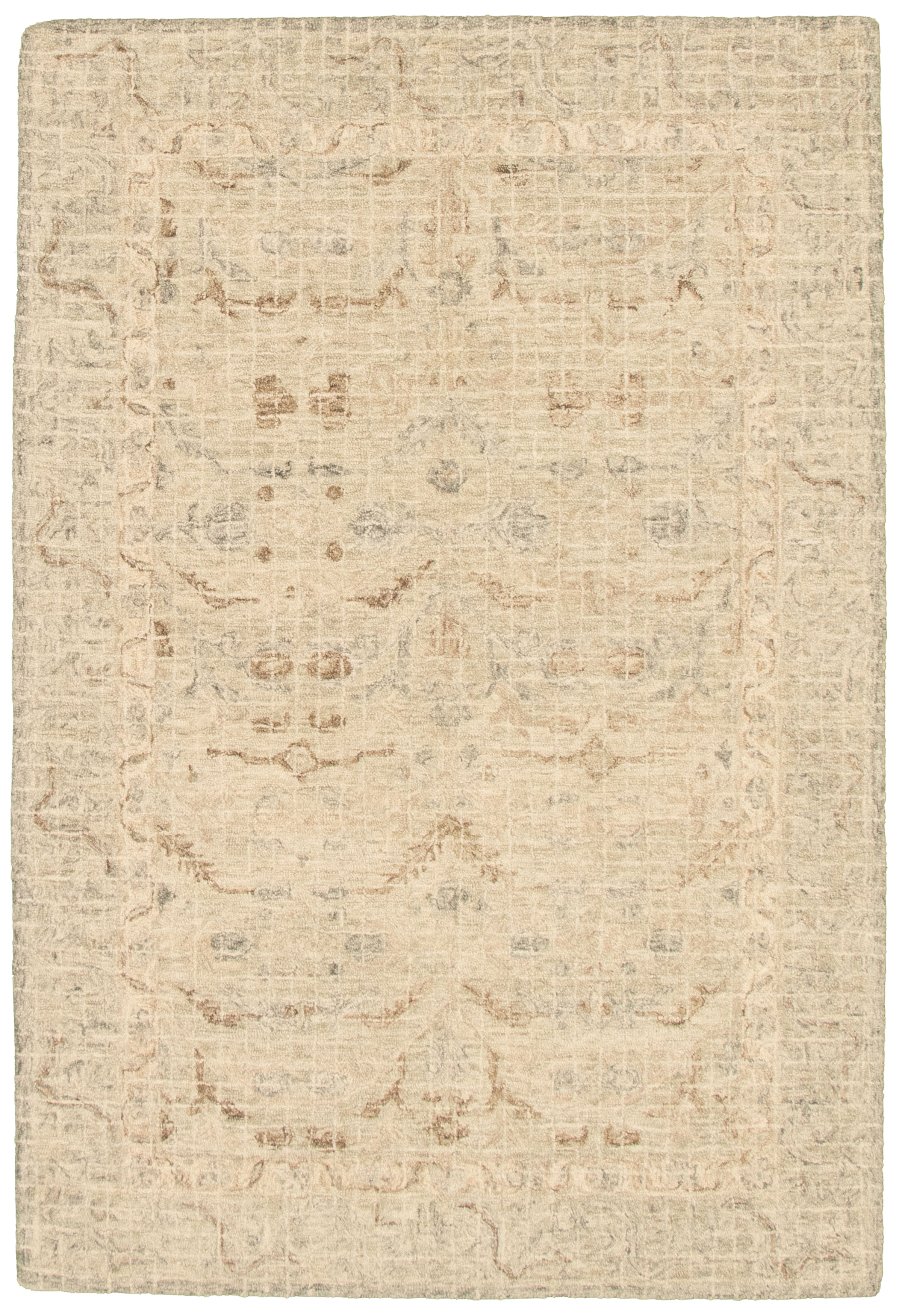 Handmade Abstract Art Ivory Wool Rug 5'0" x 7'6" Size: 5'0" x 7'6"  