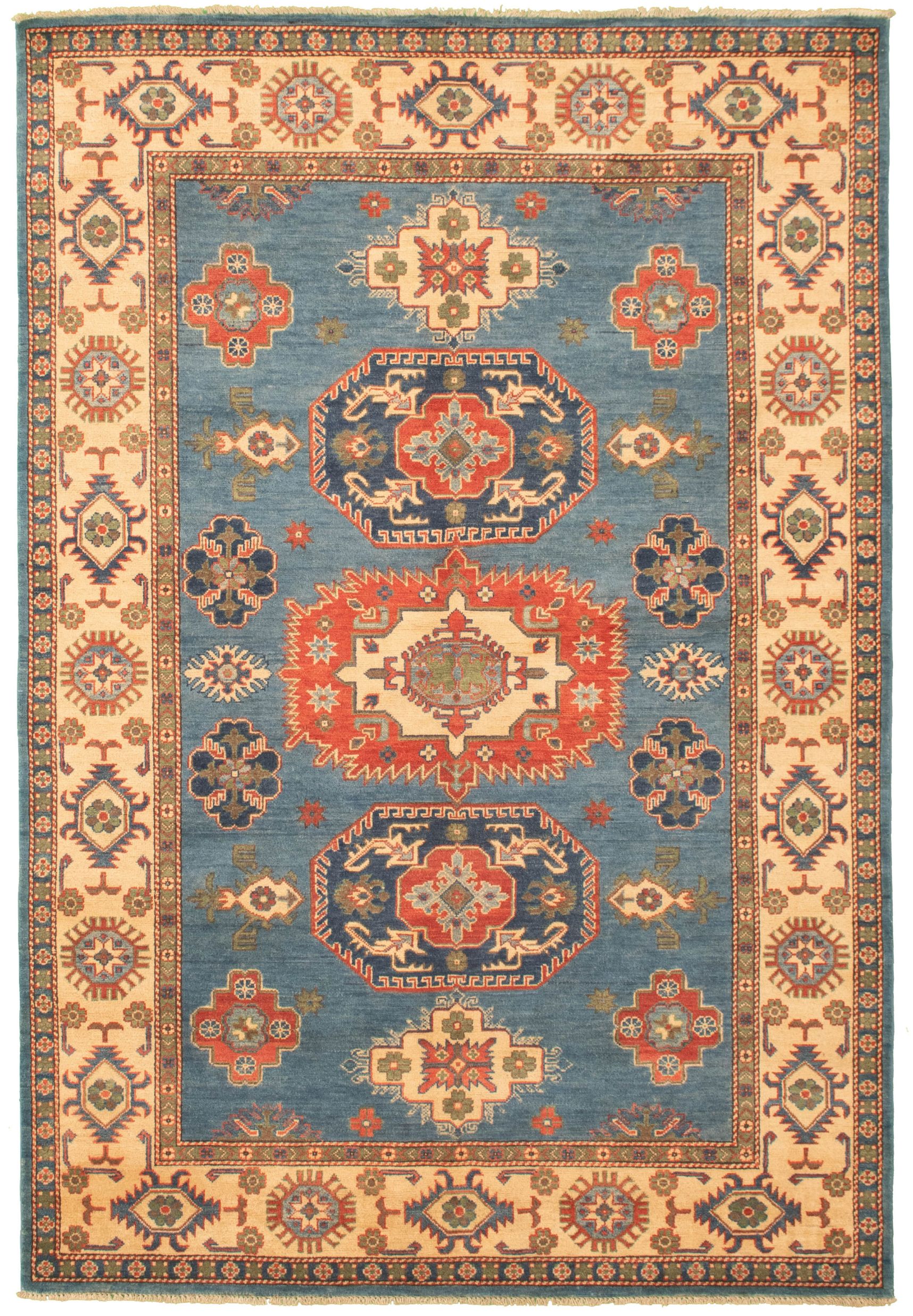 Hand-knotted Finest Gazni Light Denim Blue Wool Rug 6'1" x 8'10" Size: 6'1" x 8'10"  
