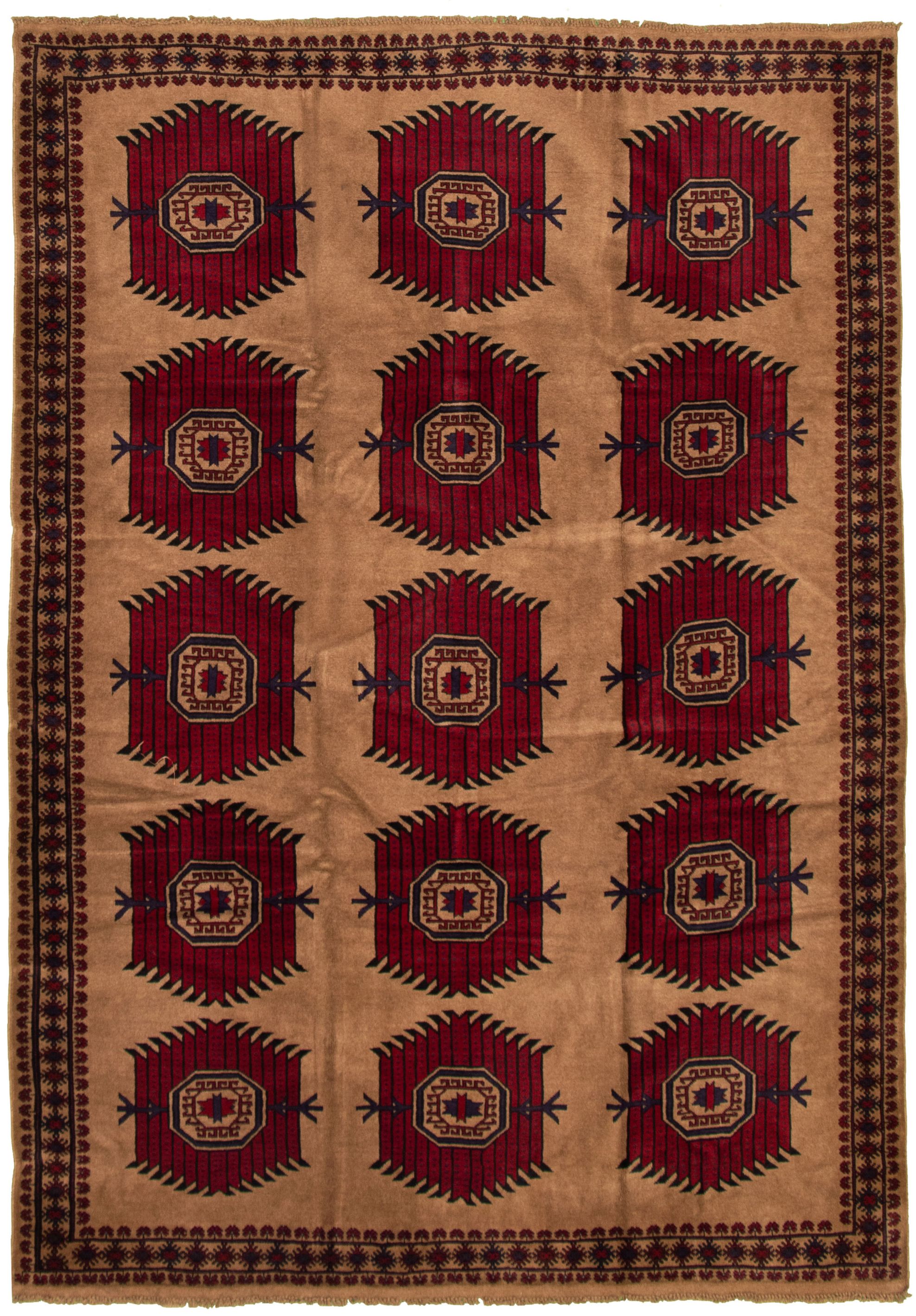 Hand-knotted Rizbaft Tan Wool Rug 6'8" x 9'4" Size: 6'8" x 9'4"  
