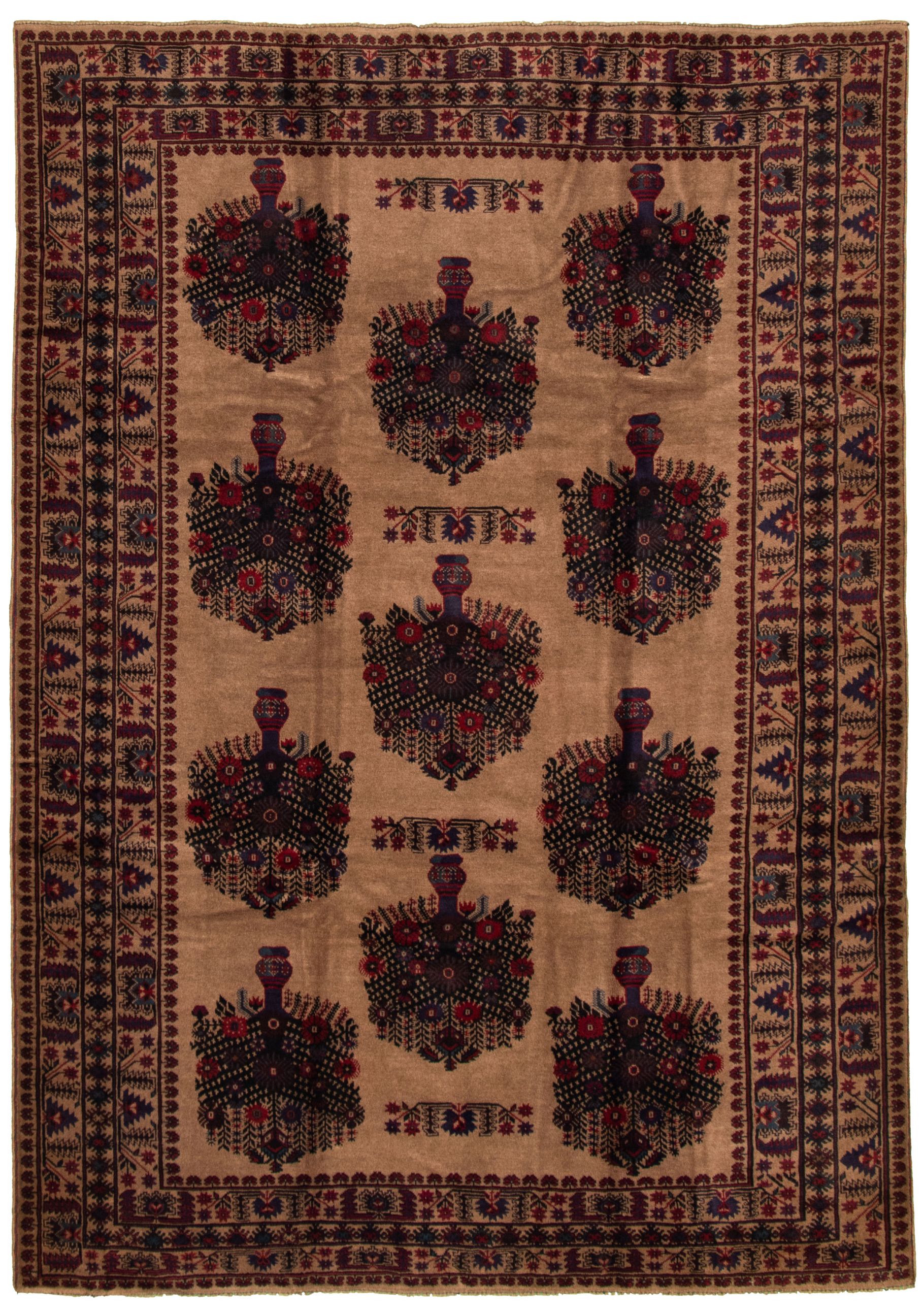 Hand-knotted Rizbaft Tan Wool Rug 6'9" x 9'9" Size: 6'9" x 9'9"  