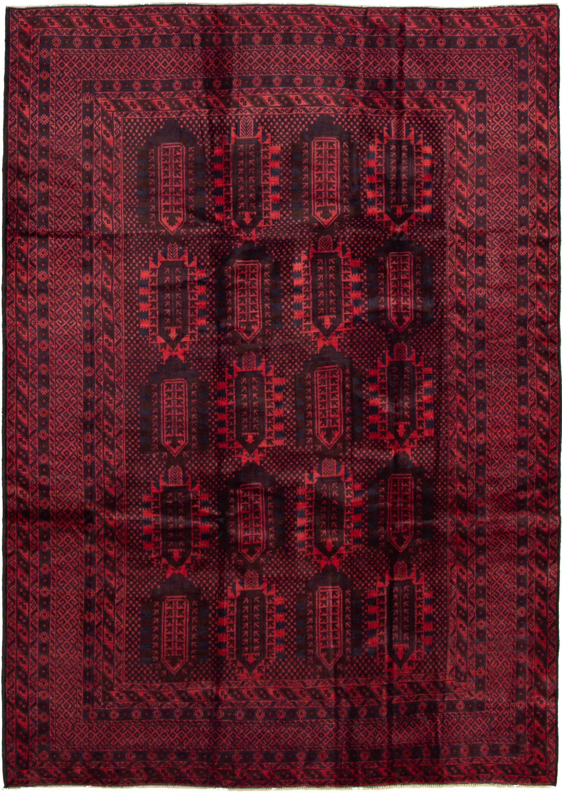 Hand-knotted Teimani Red Wool Rug 7'0" x 9'7" Size: 7'0" x 9'7"  
