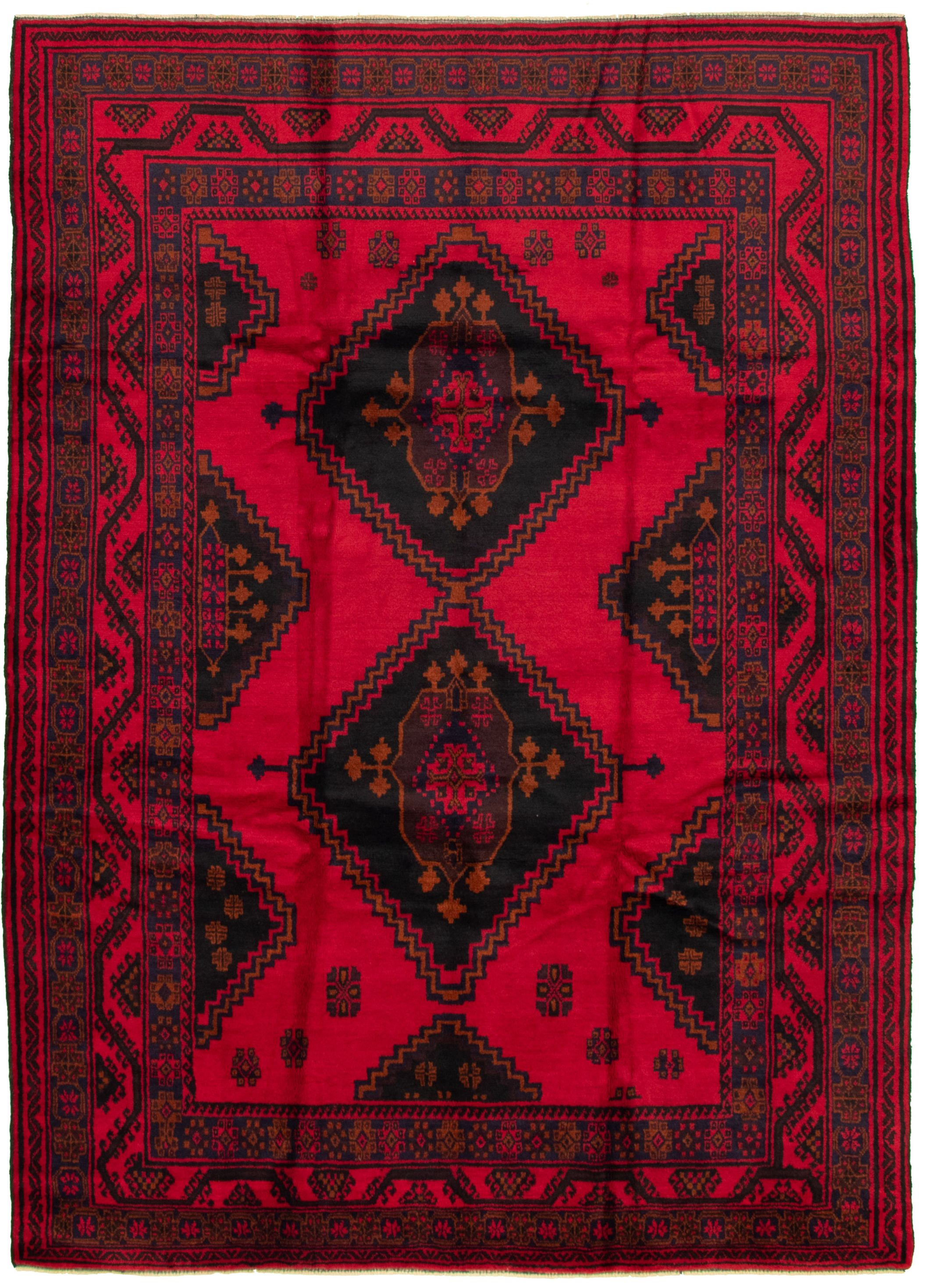 Hand-knotted Rizbaft Red Wool Rug 6'8" x 9'1" Size: 6'8" x 9'1"  