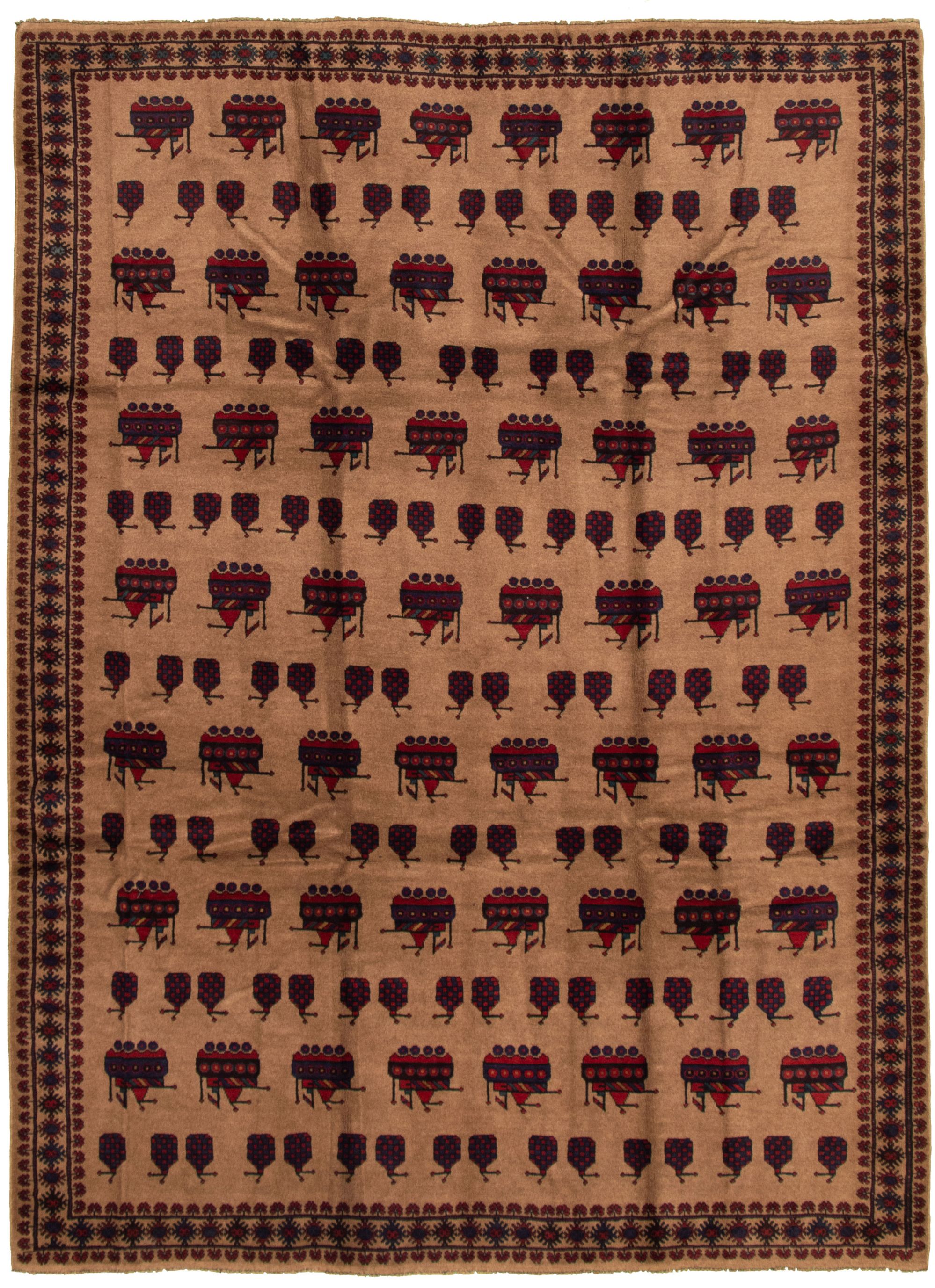 Hand-knotted Rare War Tan Wool Rug 6'10" x 9'3" Size: 6'10" x 9'3"  
