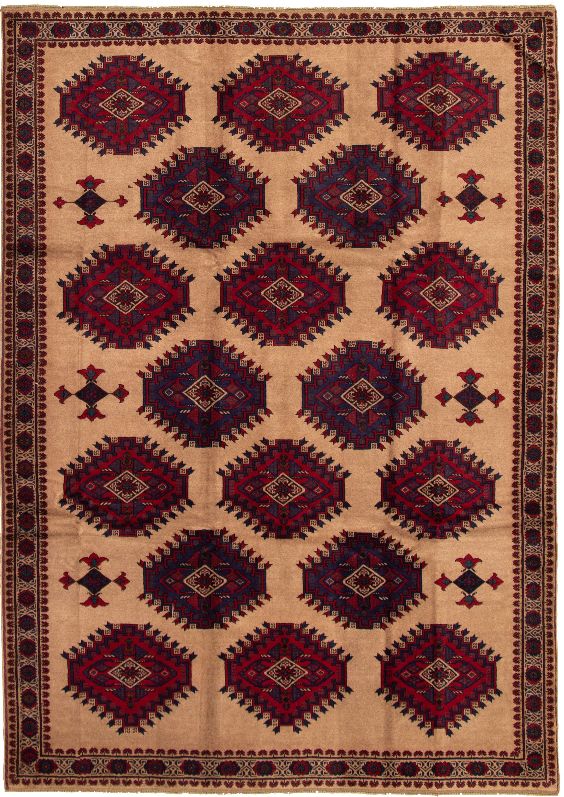 Hand-knotted Rizbaft Tan Wool Rug 6'8" x 9'9" Size: 6'8" x 9'9"  